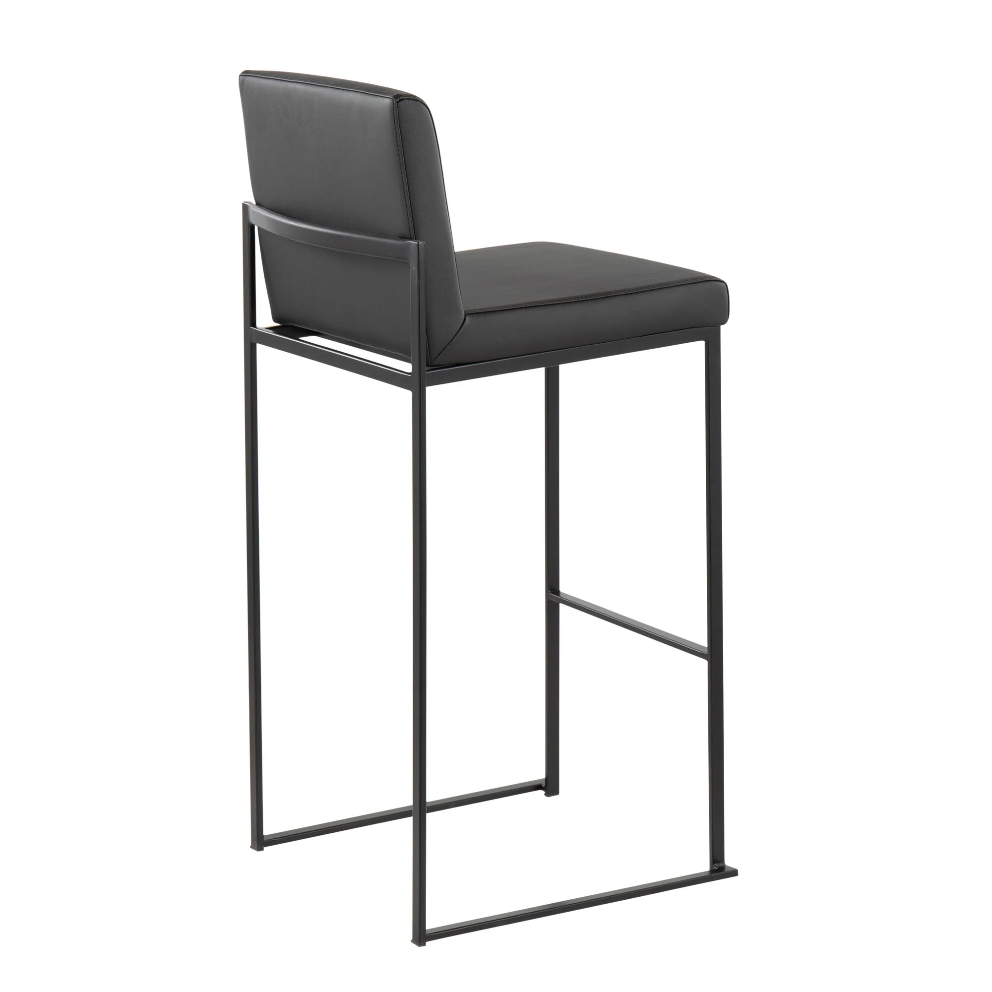 Fuji High Back Barstool - Set of 2 Gold Steel, Black PU By LumiSource - Image 12