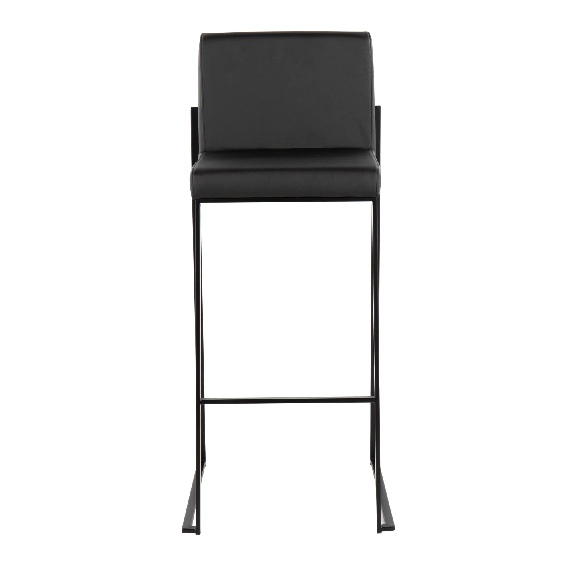 Fuji High Back Barstool - Set of 2 Gold Steel, Black PU By LumiSource - Image 14