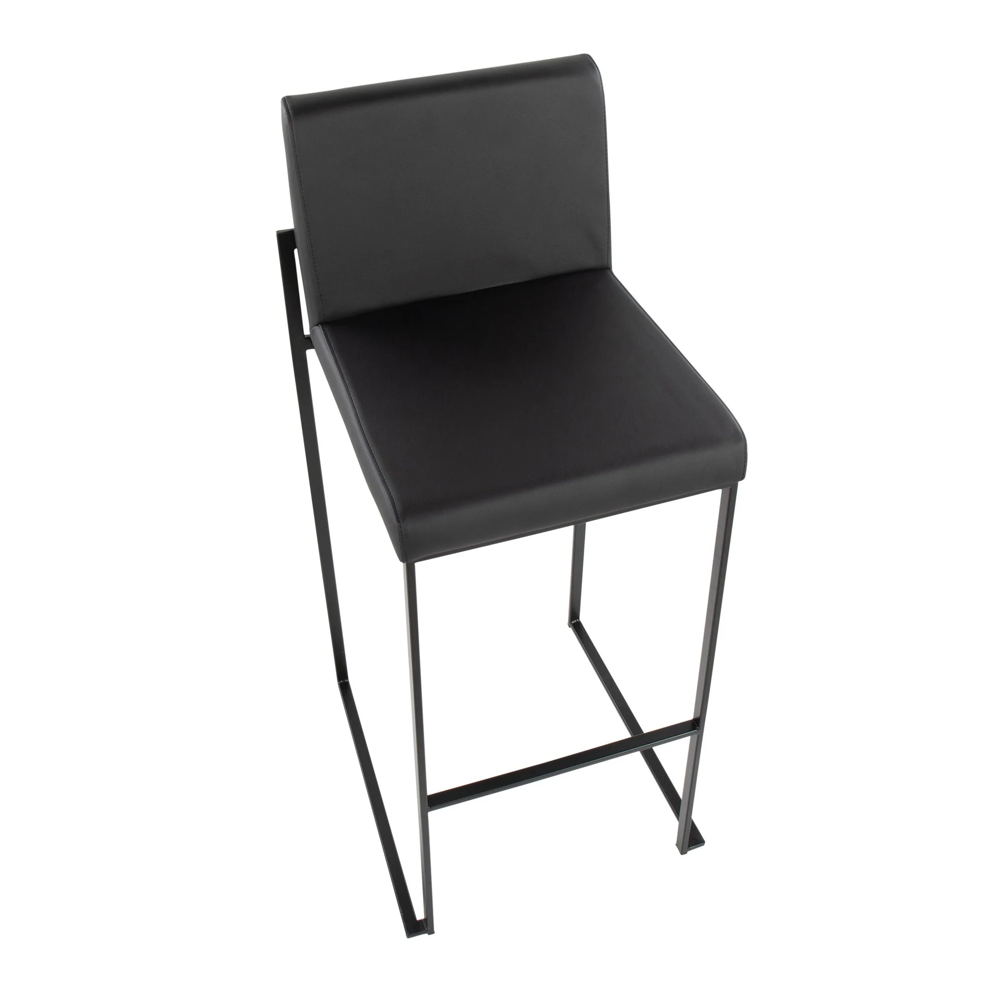 Fuji High Back Barstool - Set of 2 Gold Steel, Black PU By LumiSource - Image 15
