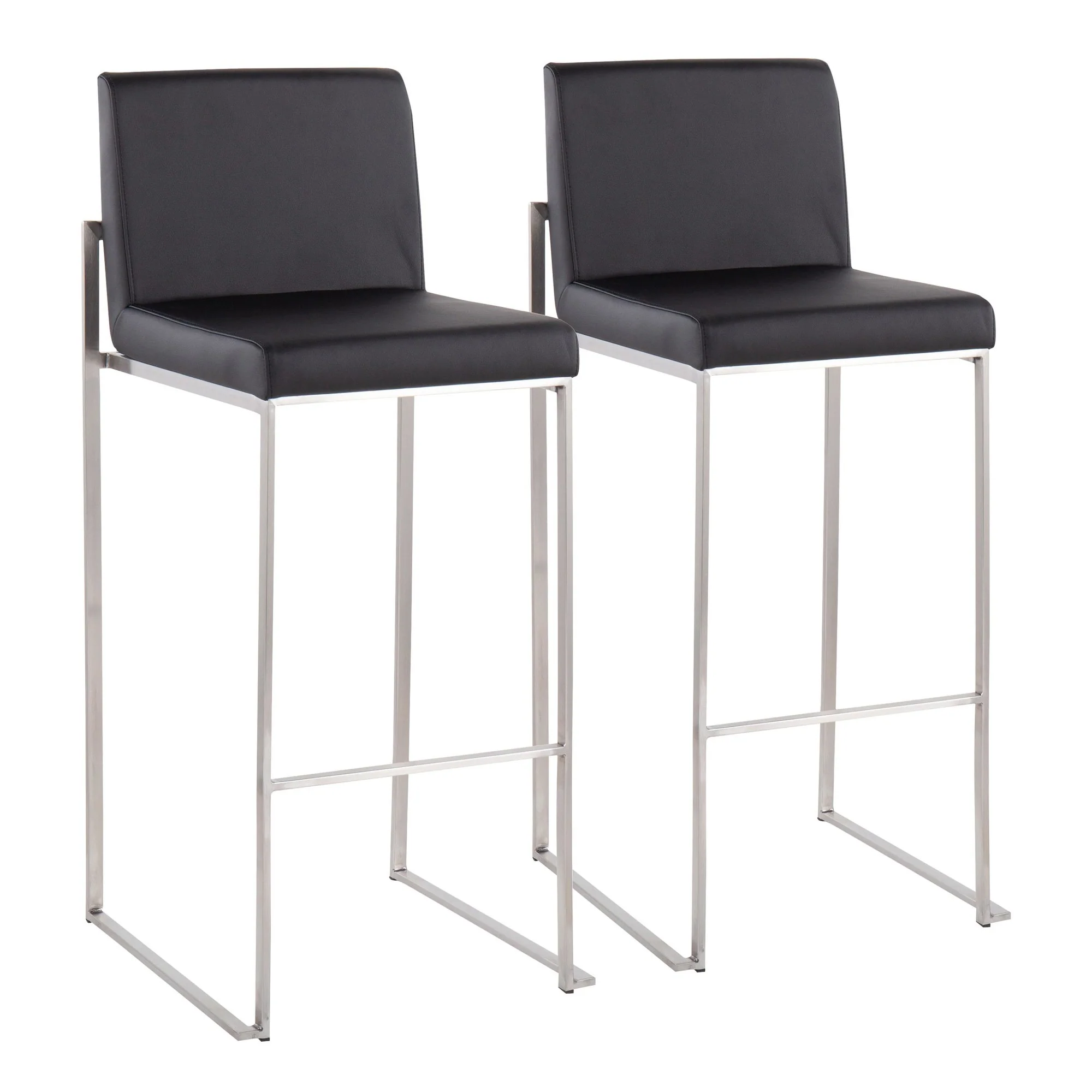 Fuji High Back Barstool - Set of 2 Gold Steel, Black PU By LumiSource - Image 17