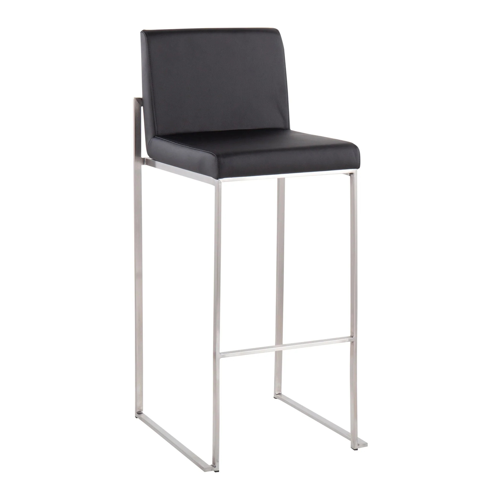 Fuji High Back Barstool - Set of 2 Gold Steel, Black PU By LumiSource - Image 18