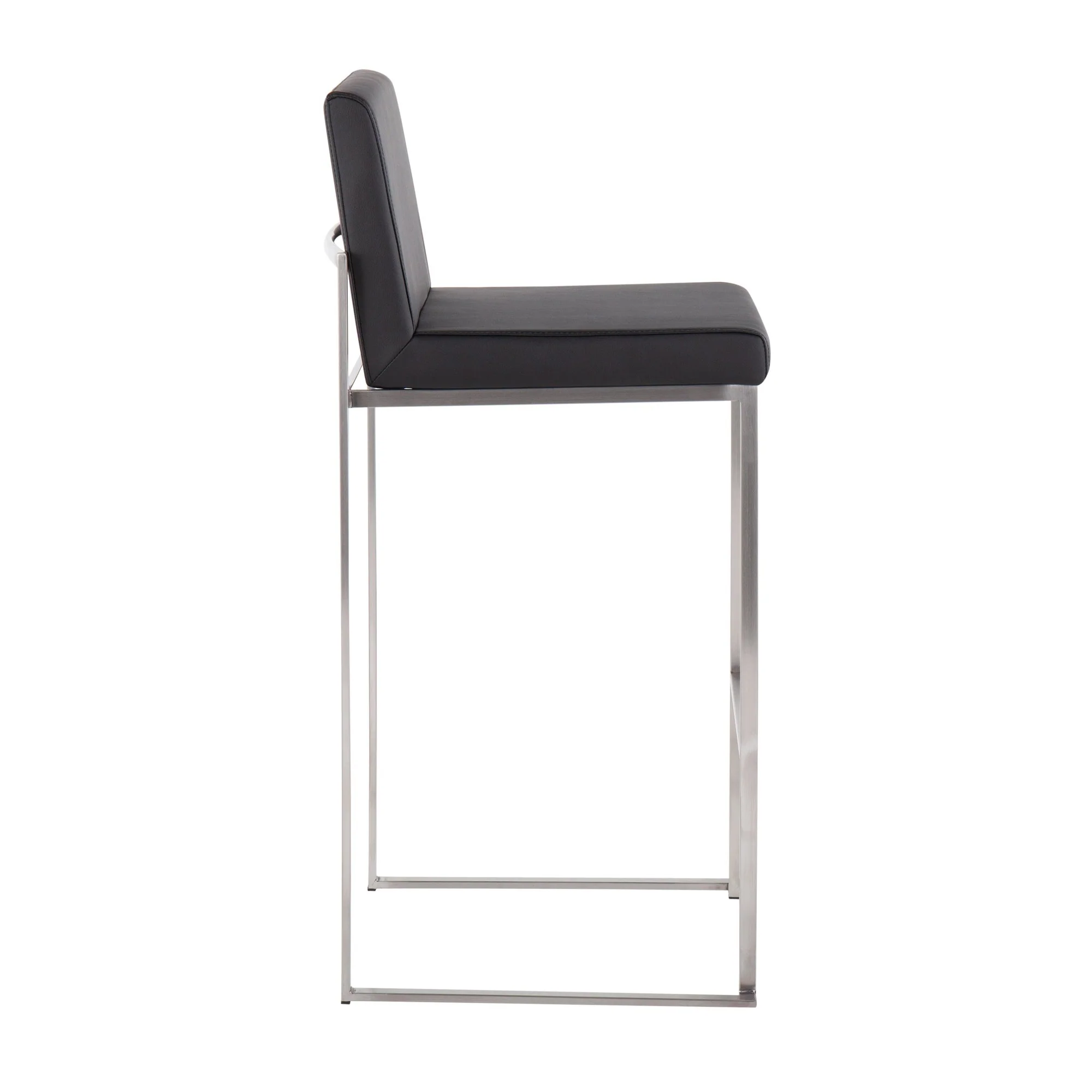 Fuji High Back Barstool - Set of 2 Gold Steel, Black PU By LumiSource - Image 19