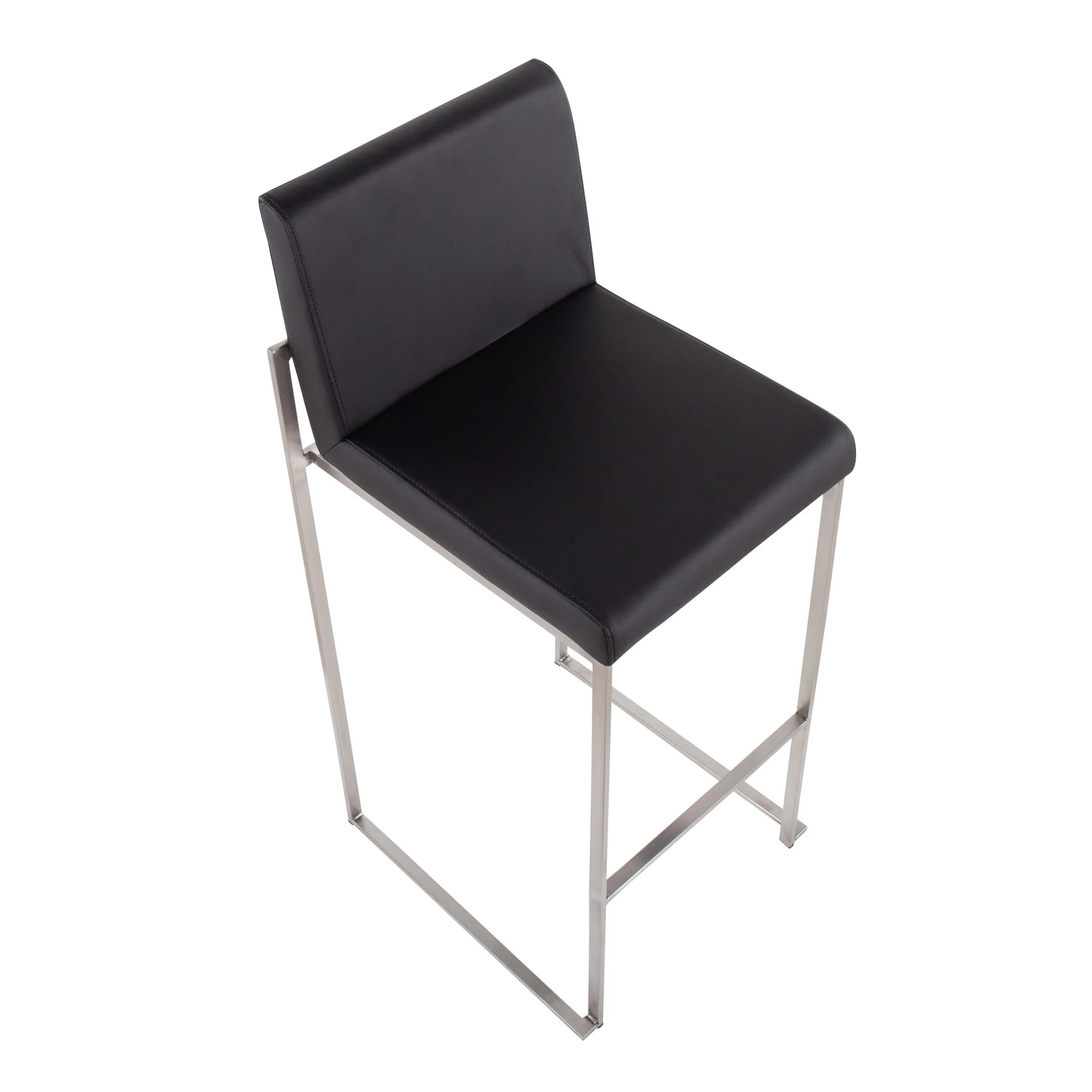 Fuji High Back Barstool - Set of 2 Gold Steel, Black PU By LumiSource - Image 24