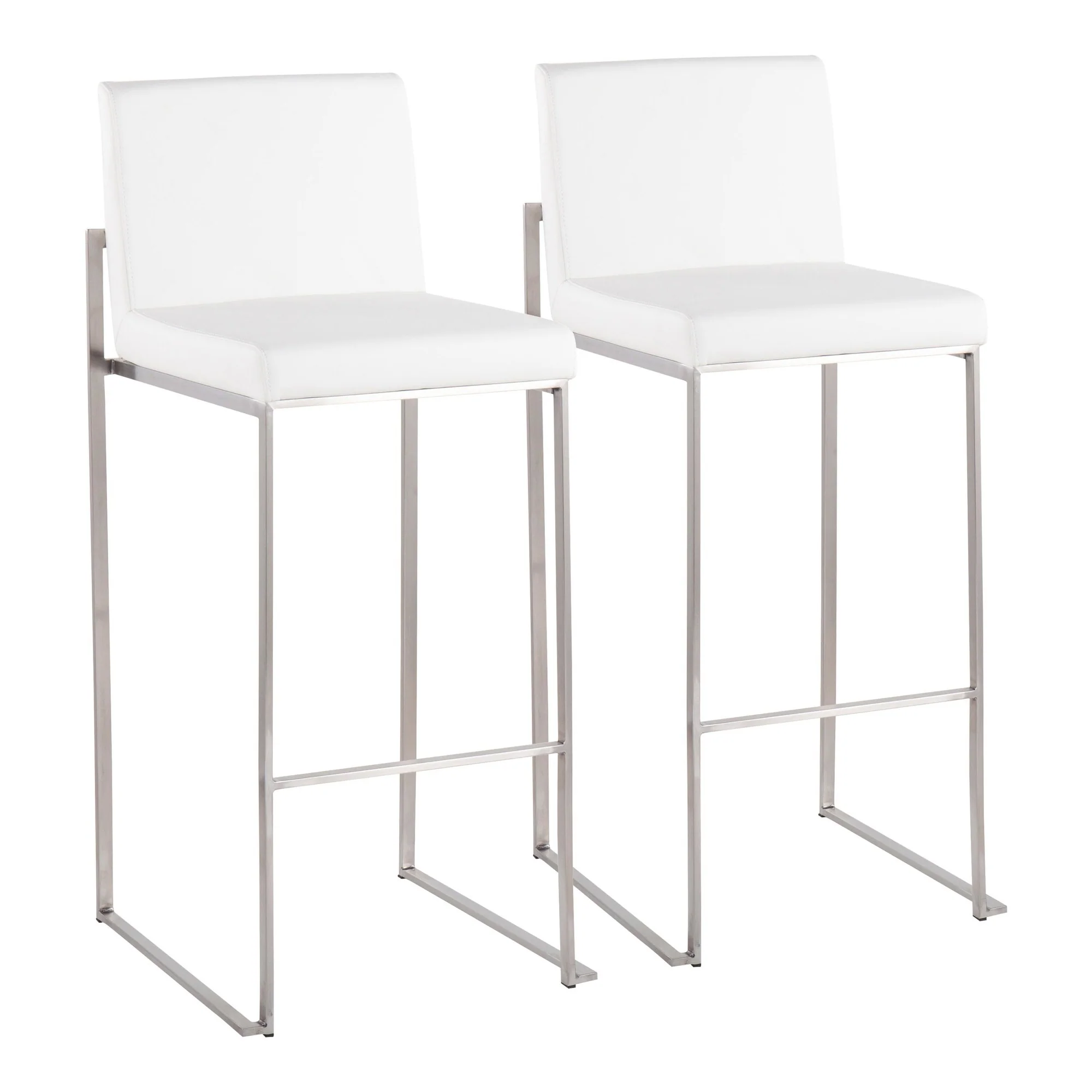 Fuji High Back Barstool - Set of 2 Gold Steel, Black PU By LumiSource - Image 26