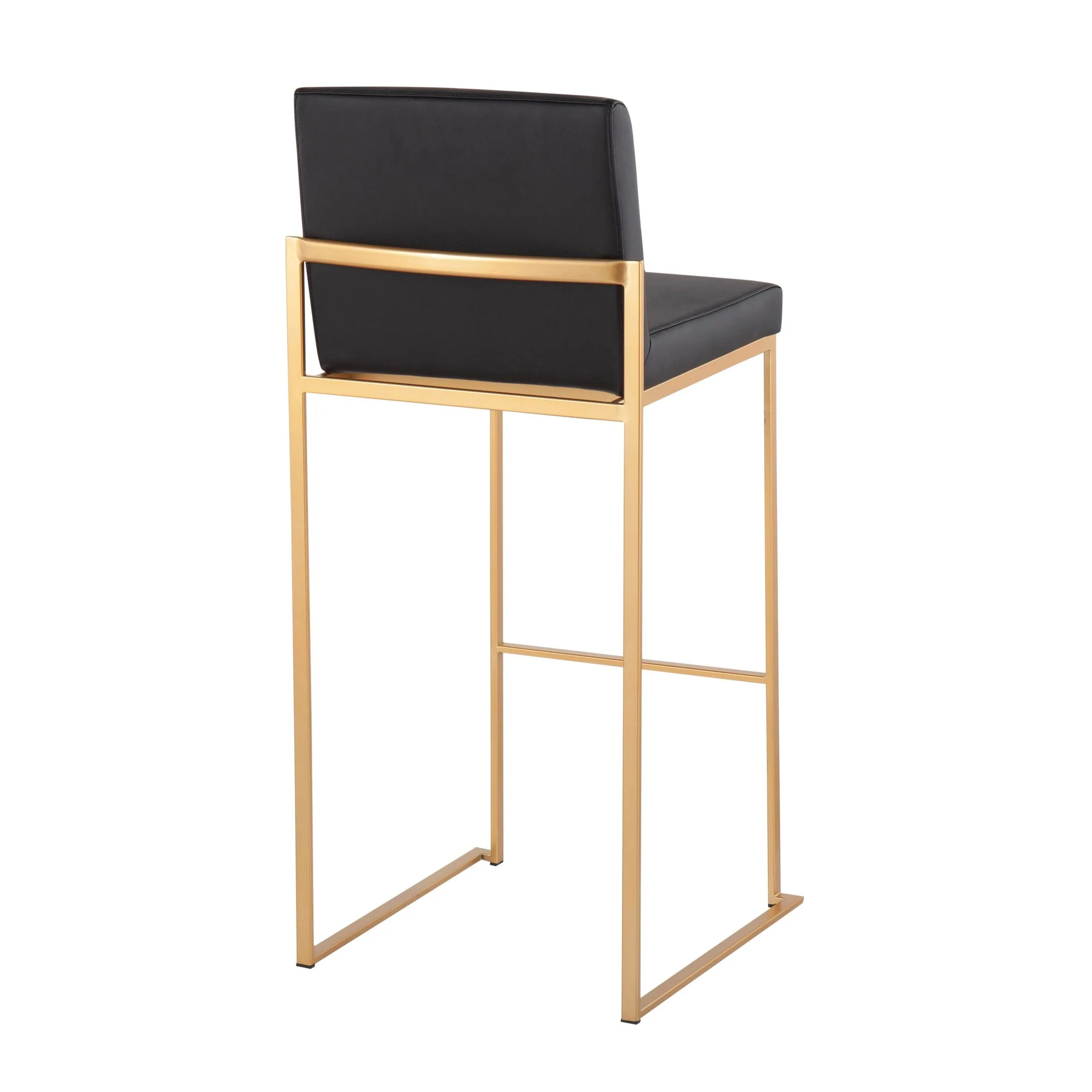 Fuji High Back Barstool - Set of 2 Gold Steel, Black PU By LumiSource - Image 5