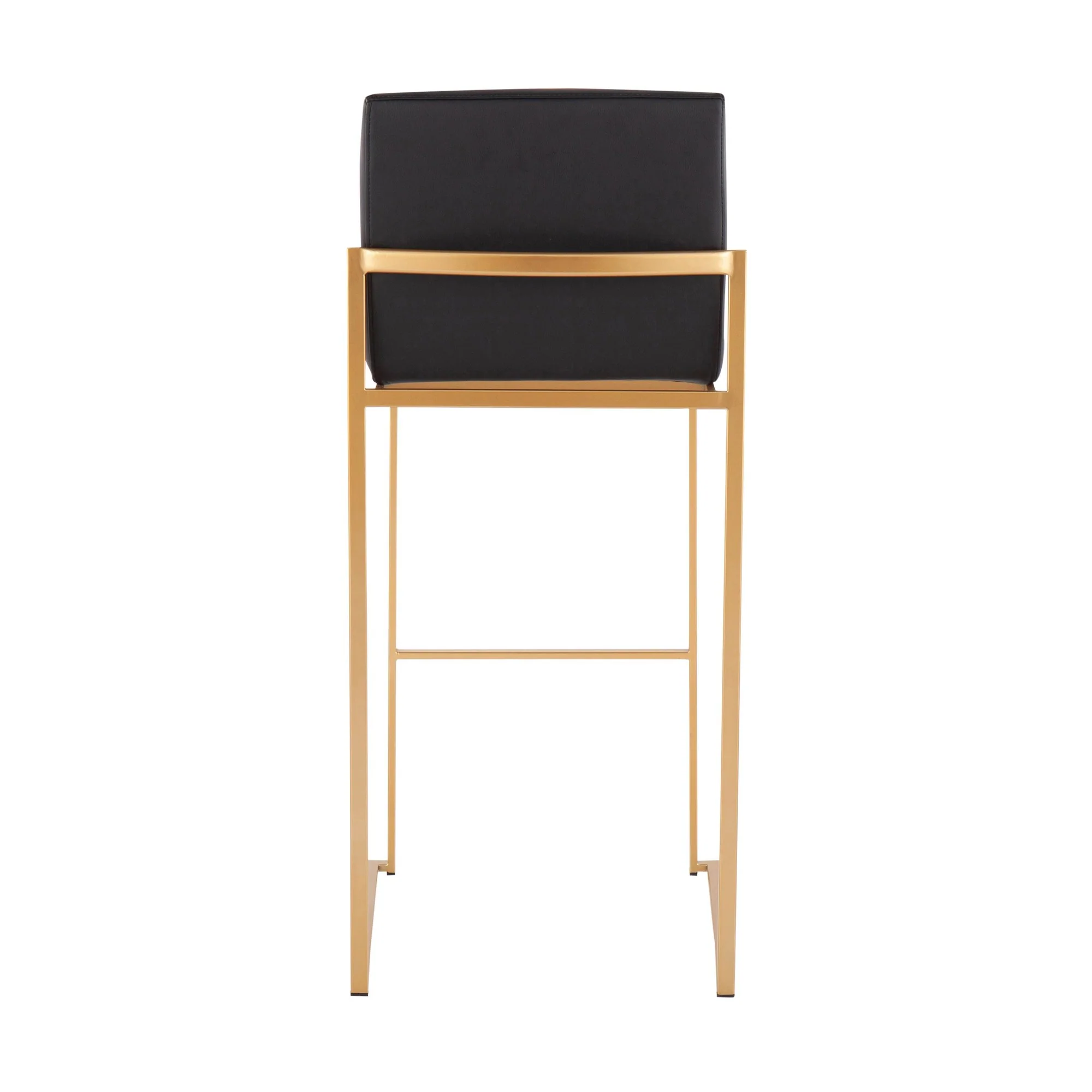 Fuji High Back Barstool - Set of 2 Gold Steel, Black PU By LumiSource - Image 6