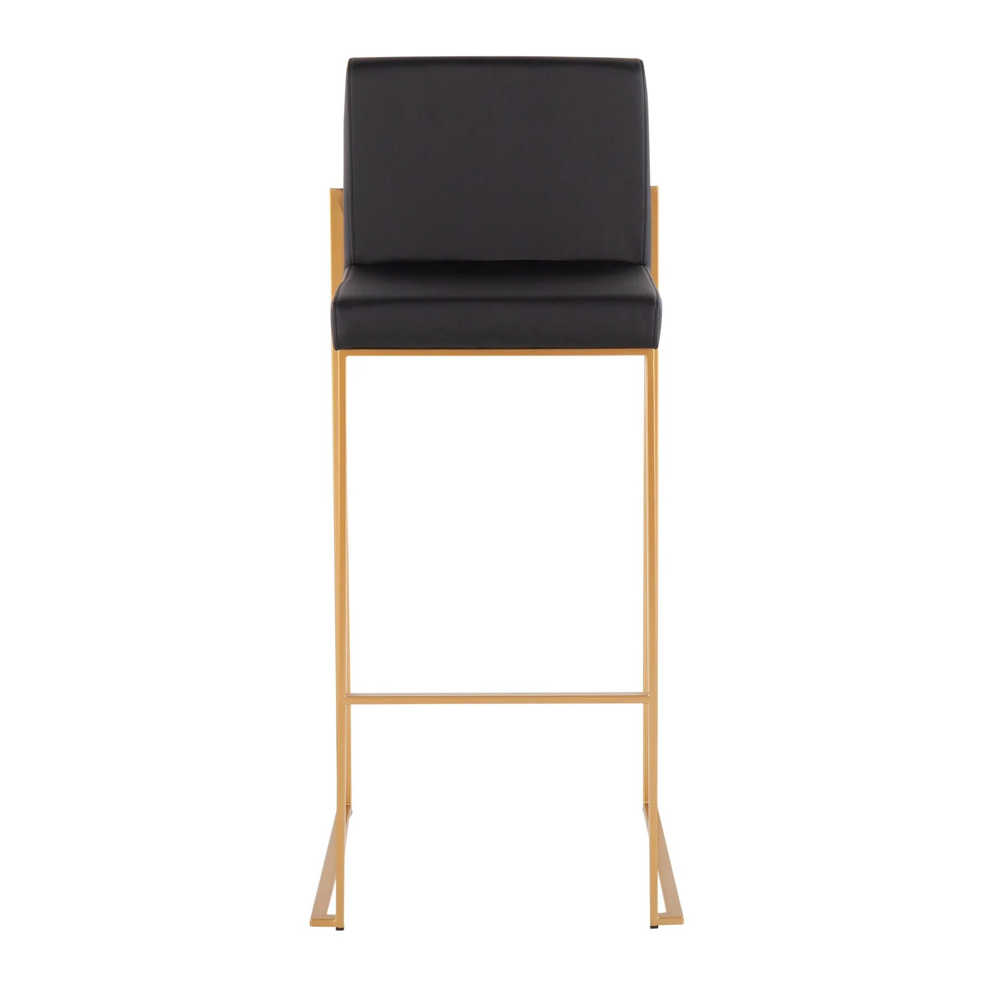 Fuji High Back Barstool - Set of 2 Gold Steel, Black PU By LumiSource - Image 7