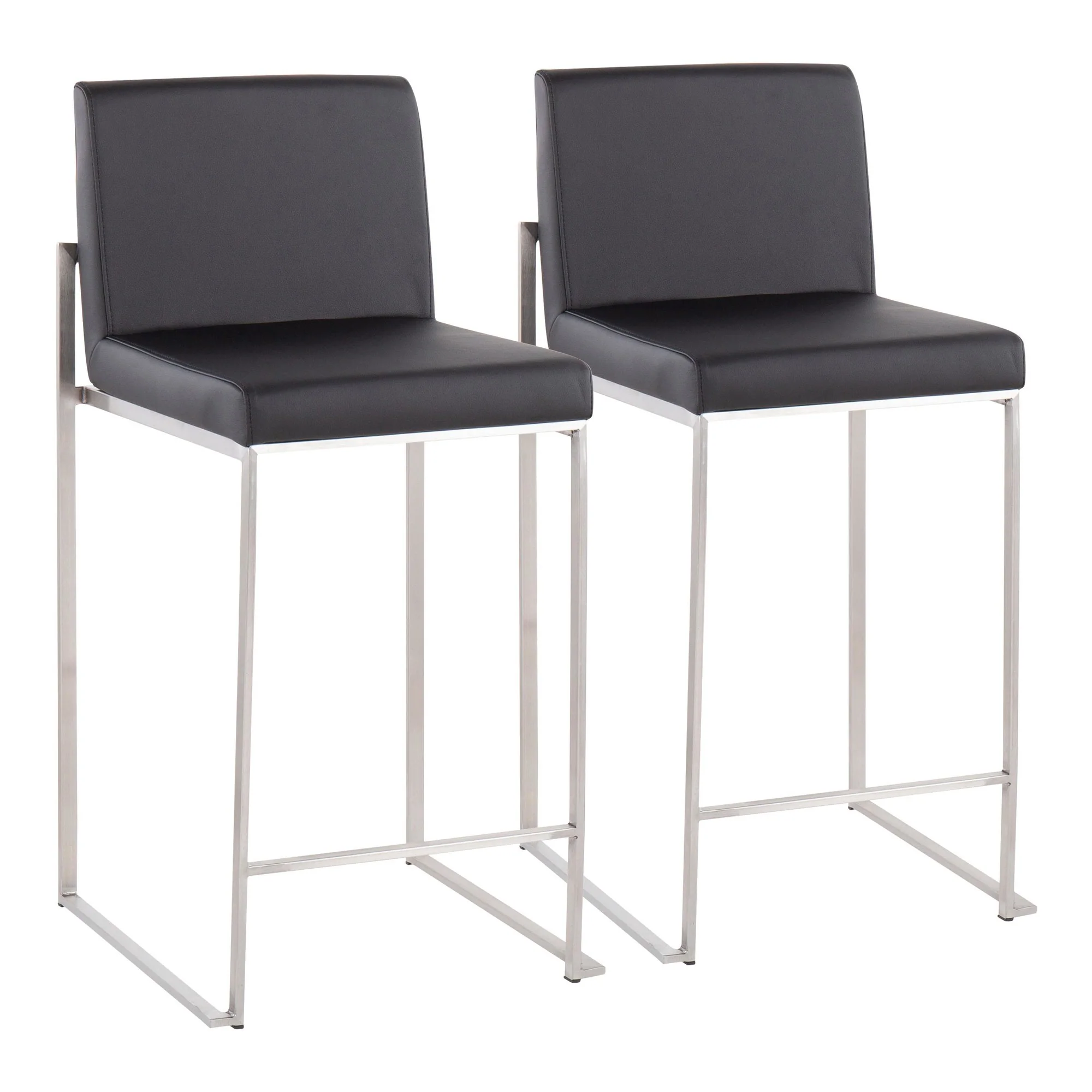 Fuji High Back Counter Stool - Set of 2 Black PU By LumiSource - Image 3