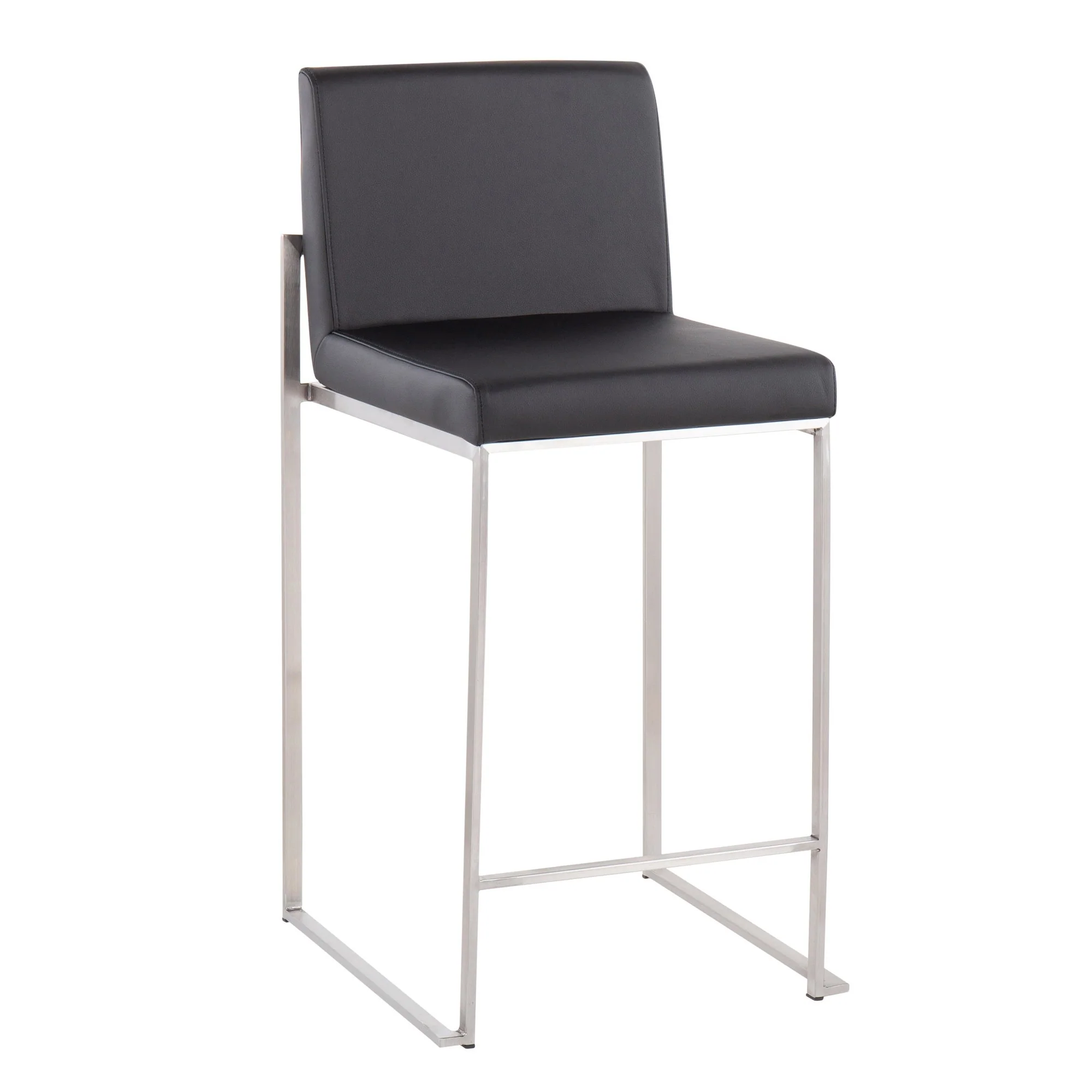 Fuji High Back Counter Stool - Set of 2 Black PU By LumiSource - Image 4