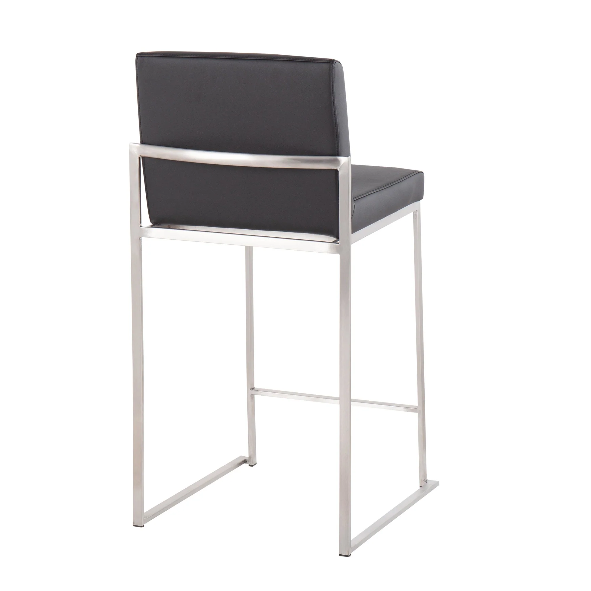 Fuji High Back Counter Stool - Set of 2 Black PU By LumiSource - Image 6