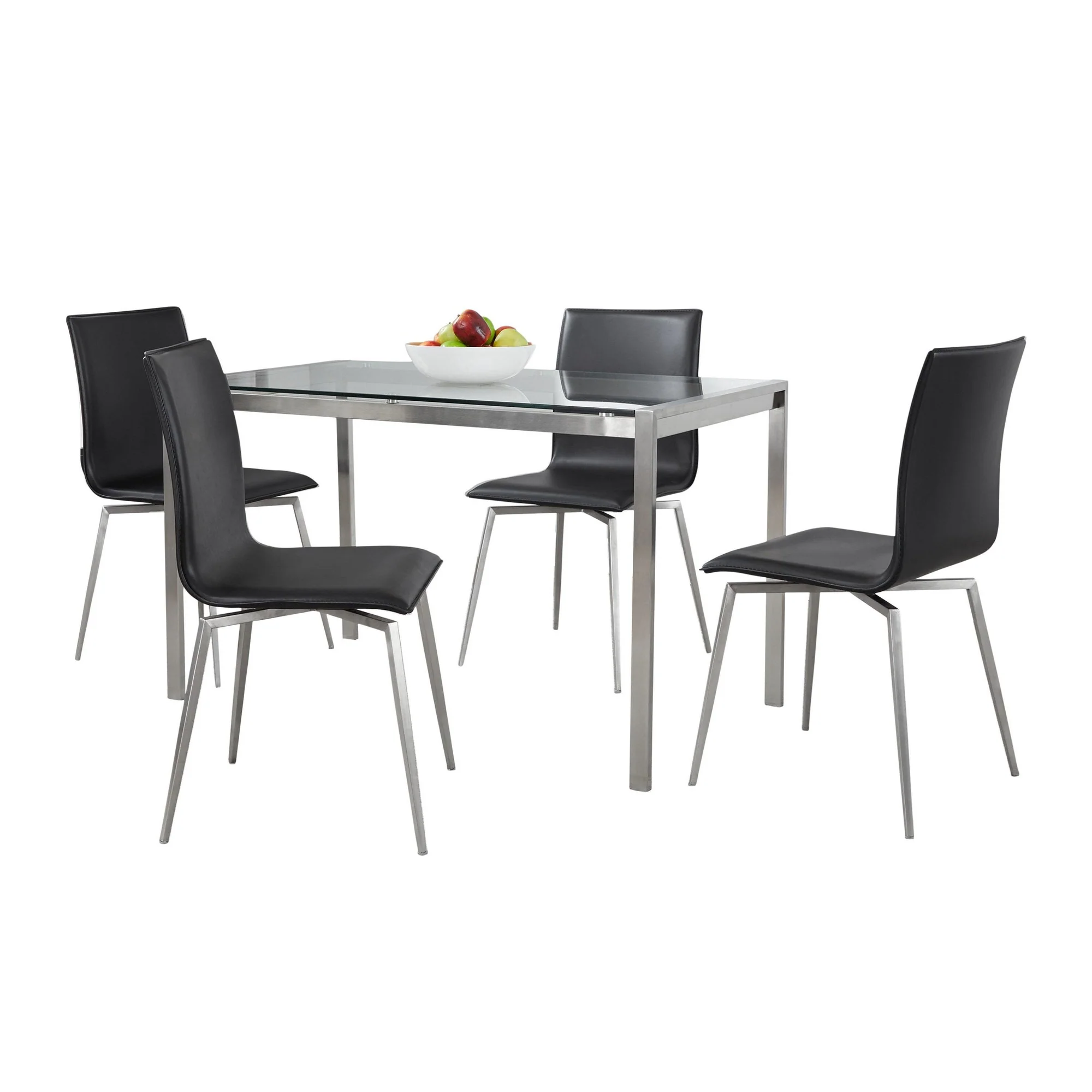 Fuji-Mason Upholstered Swivel Dining Set - 5 Piece By LumiSource - DS5-FUJI47CL+4MSNUPPUSSBK - Image 2