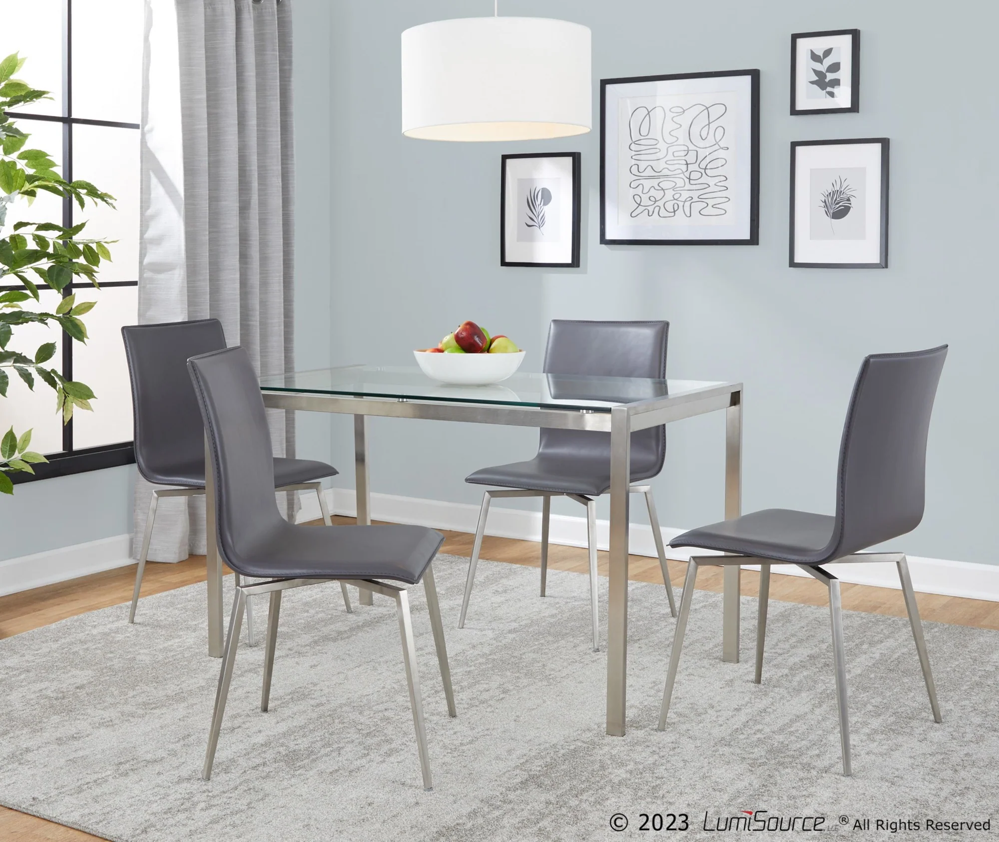 Fuji-Mason Upholstered Swivel Dining Set - 5 Piece By LumiSource - DS5-FUJI47CL+4MSNUPPUSSBK - Image 4