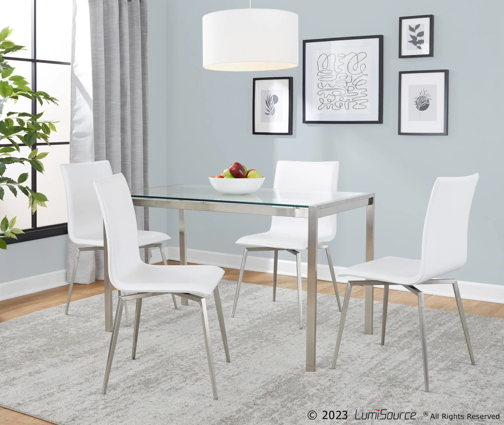 Fuji-Mason Upholstered Swivel Dining Set - 5 Piece By LumiSource - DS5-FUJI47CL+4MSNUPPUSSBK - Image 7