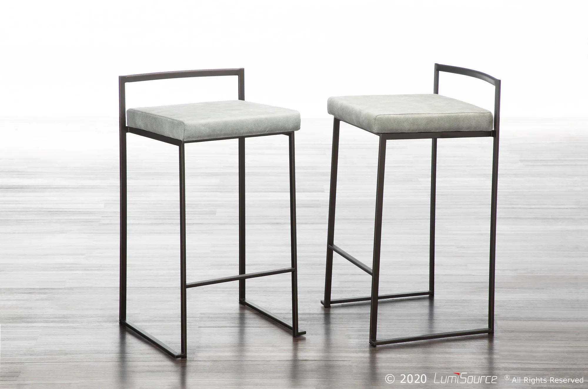 Fuji Stacker 26" Fixed-Height Counter Stool - Set of 3 By LumiSource - B26-FUJIFB ANLGY3 - Image 2