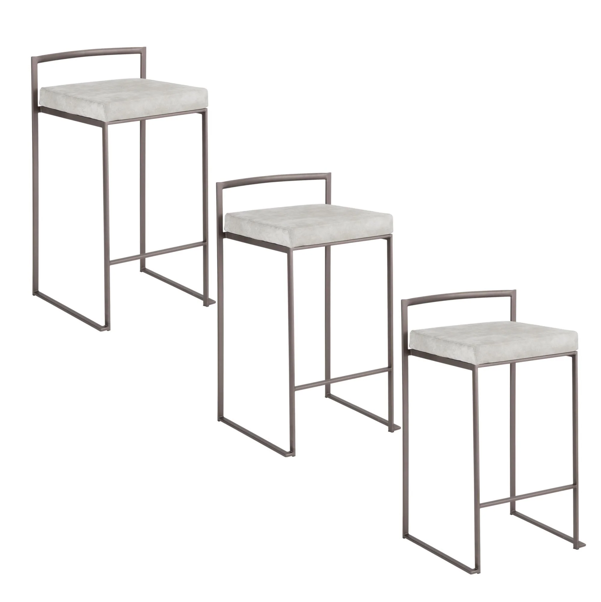 Fuji Stacker 26" Fixed-Height Counter Stool - Set of 3 By LumiSource - B26-FUJIFB ANLGY3 - Image 3