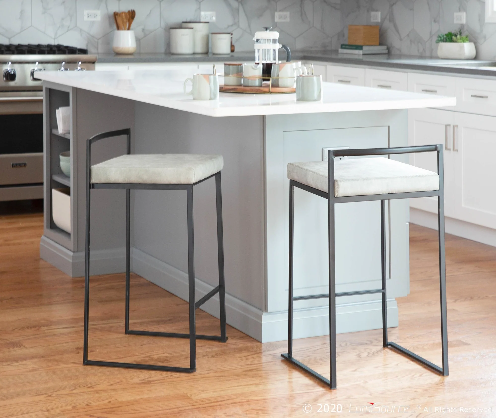 Fuji Stacker 26" Fixed-Height Counter Stool - Set of 3 By LumiSource - B26-FUJIFB BKBN3 - Image 11