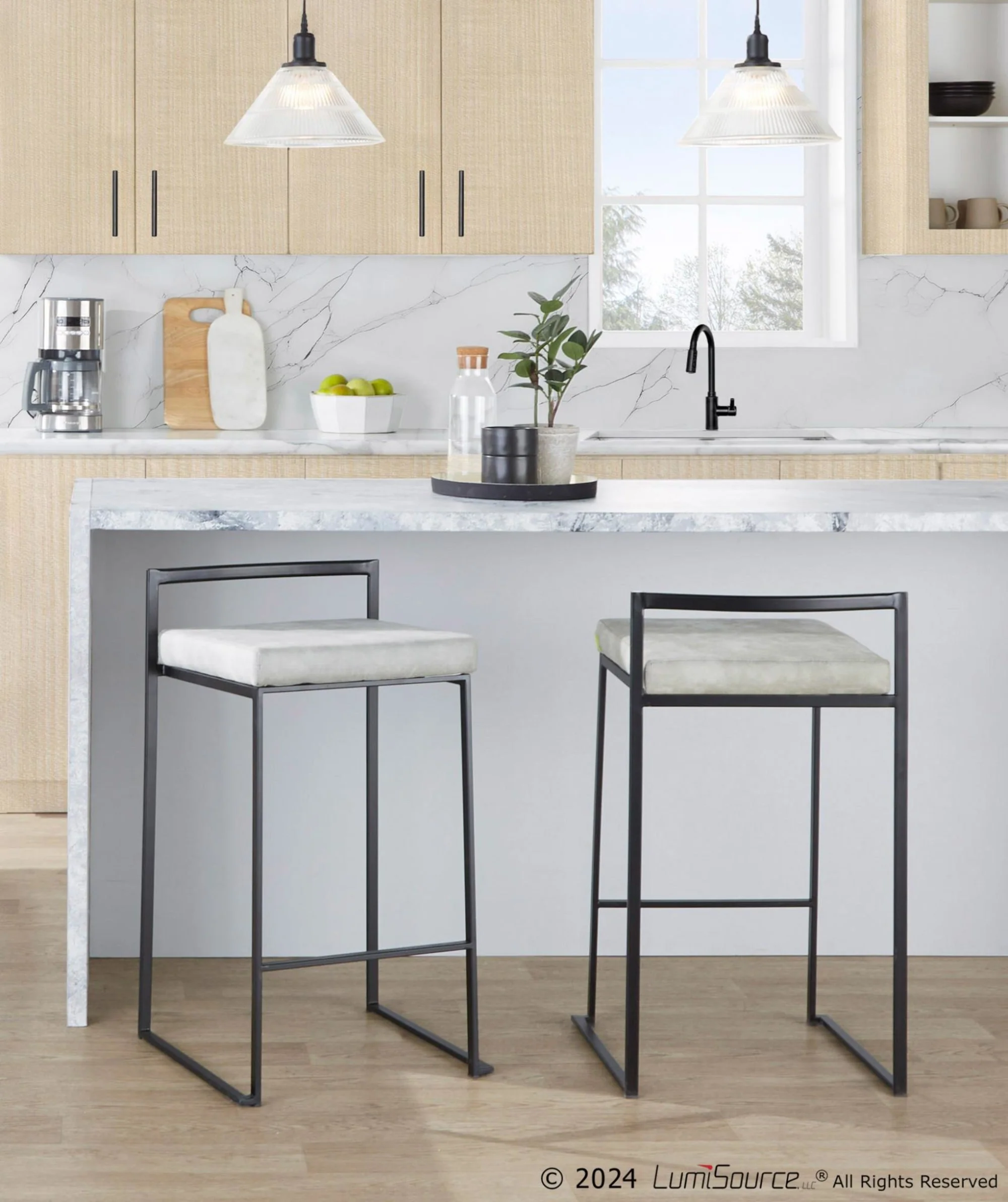 Fuji Stacker 26" Fixed-Height Counter Stool - Set of 3 By LumiSource - B26-FUJIFB BKBN3 - Image 12