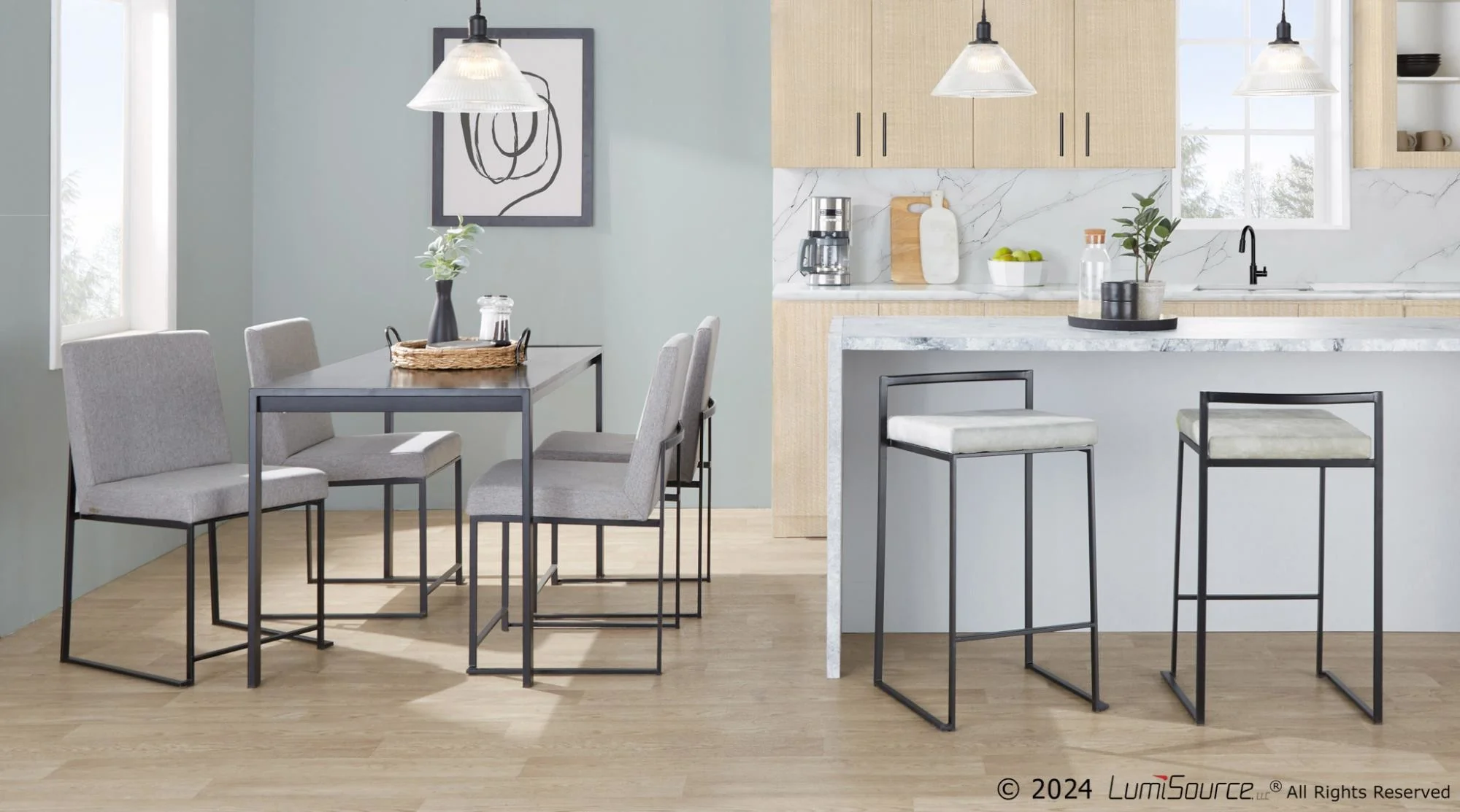 Fuji Stacker 26" Fixed-Height Counter Stool - Set of 3 By LumiSource - B26-FUJIFB BKBN3 - Image 13