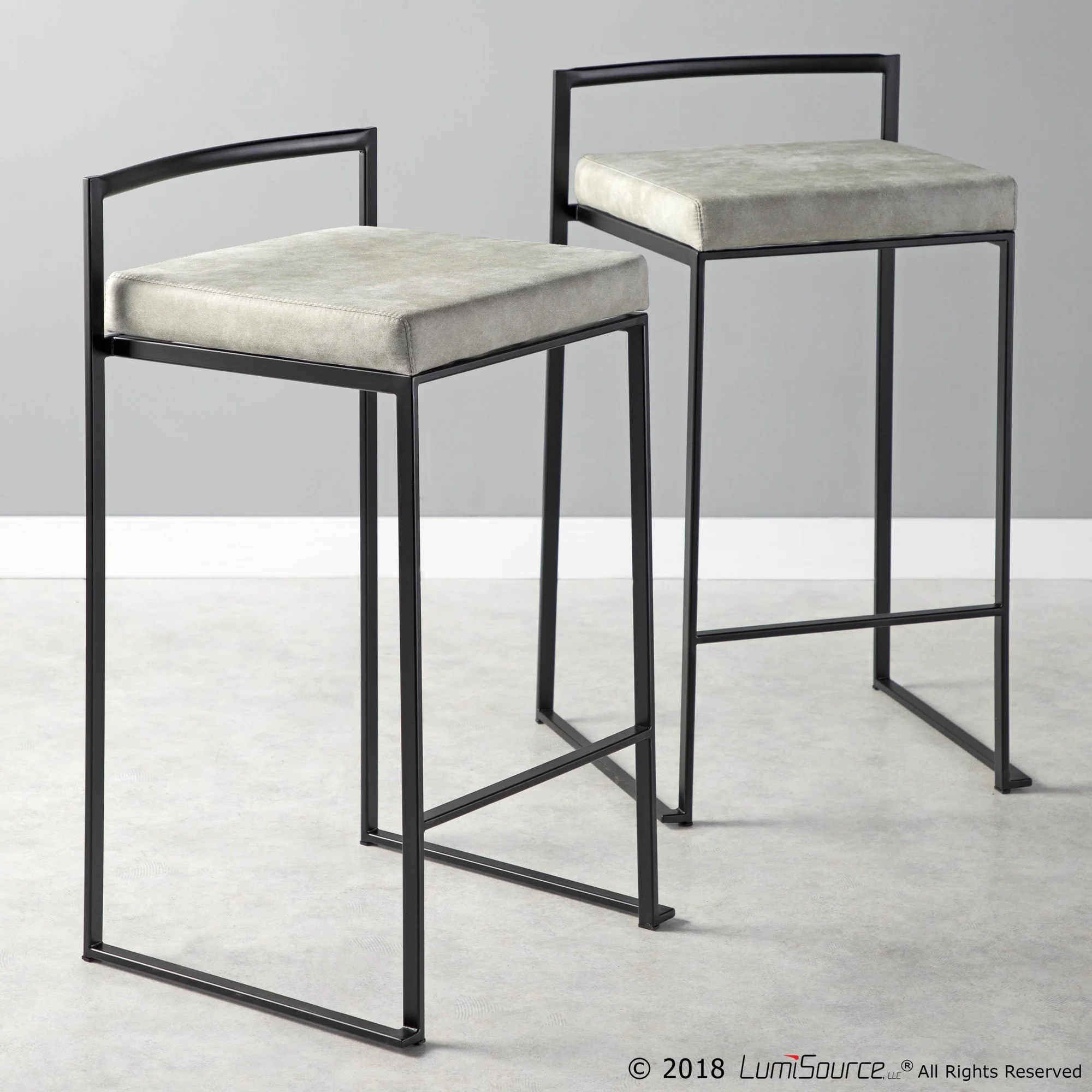 Fuji Stacker 26" Fixed-Height Counter Stool - Set of 3 By LumiSource - B26-FUJIFB BKBN3 - Image 14