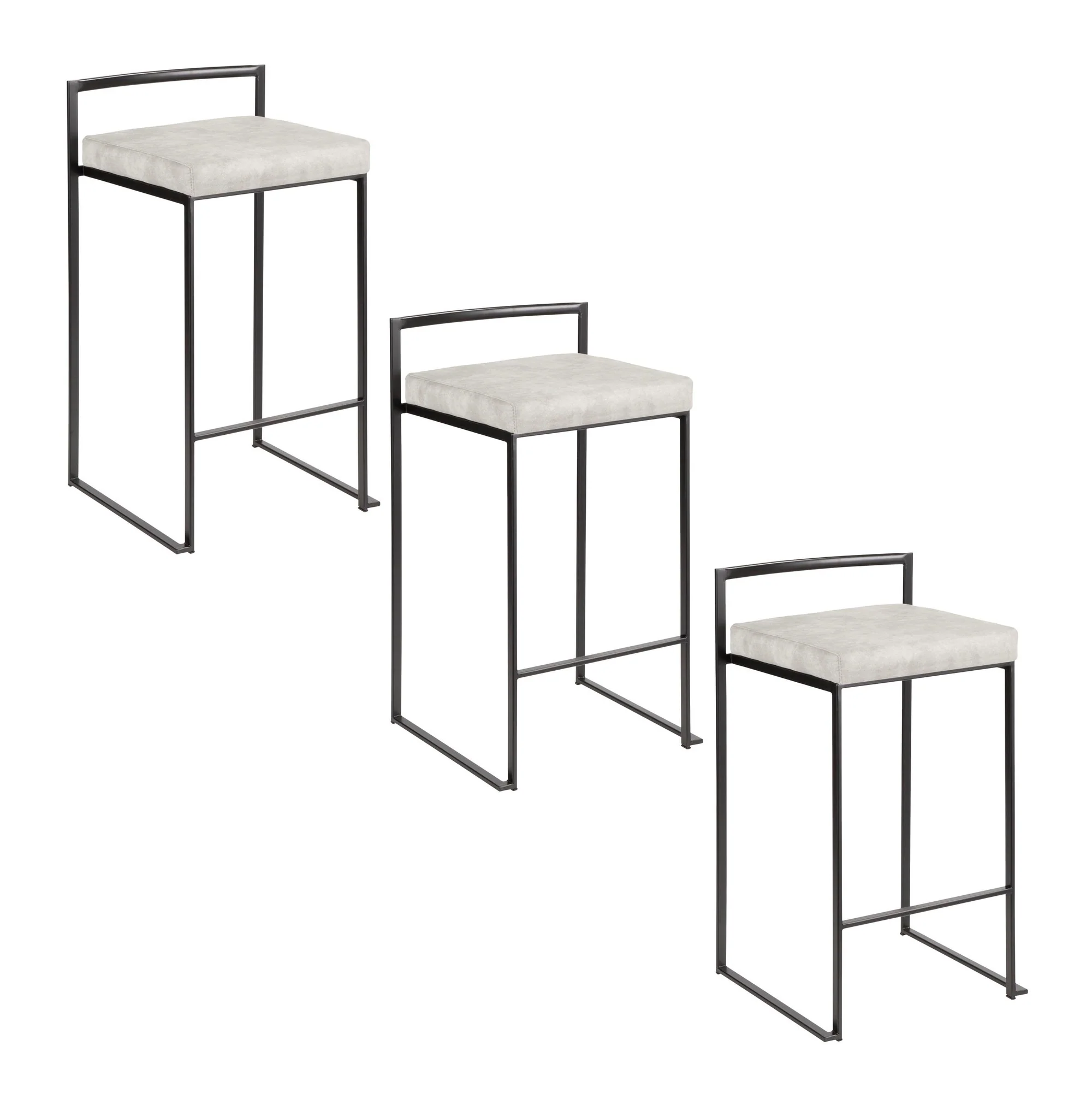 Fuji Stacker 26" Fixed-Height Counter Stool - Set of 3 By LumiSource - B26-FUJIFB BKBN3 - Image 15