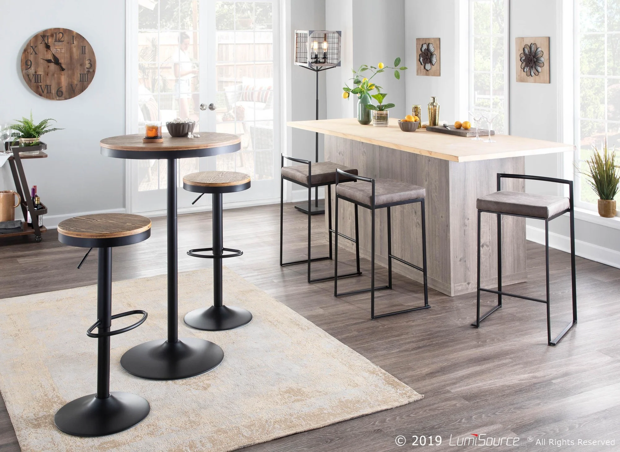 Fuji Stacker 26" Fixed-Height Counter Stool - Set of 3 By LumiSource - B26-FUJIFB BKBN3 - Image 21
