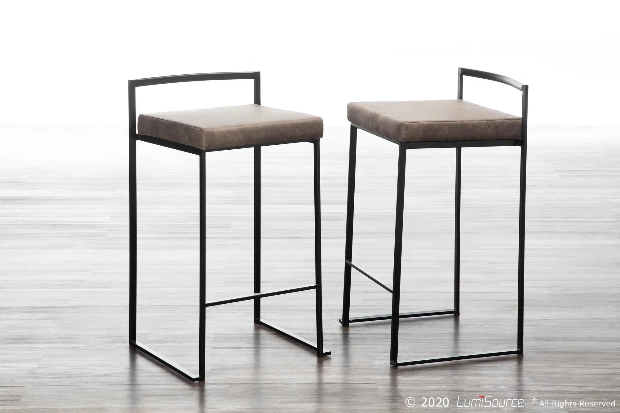 Fuji Stacker 26" Fixed-Height Counter Stool - Set of 3 By LumiSource - B26-FUJIFB BKBN3 - Image 22