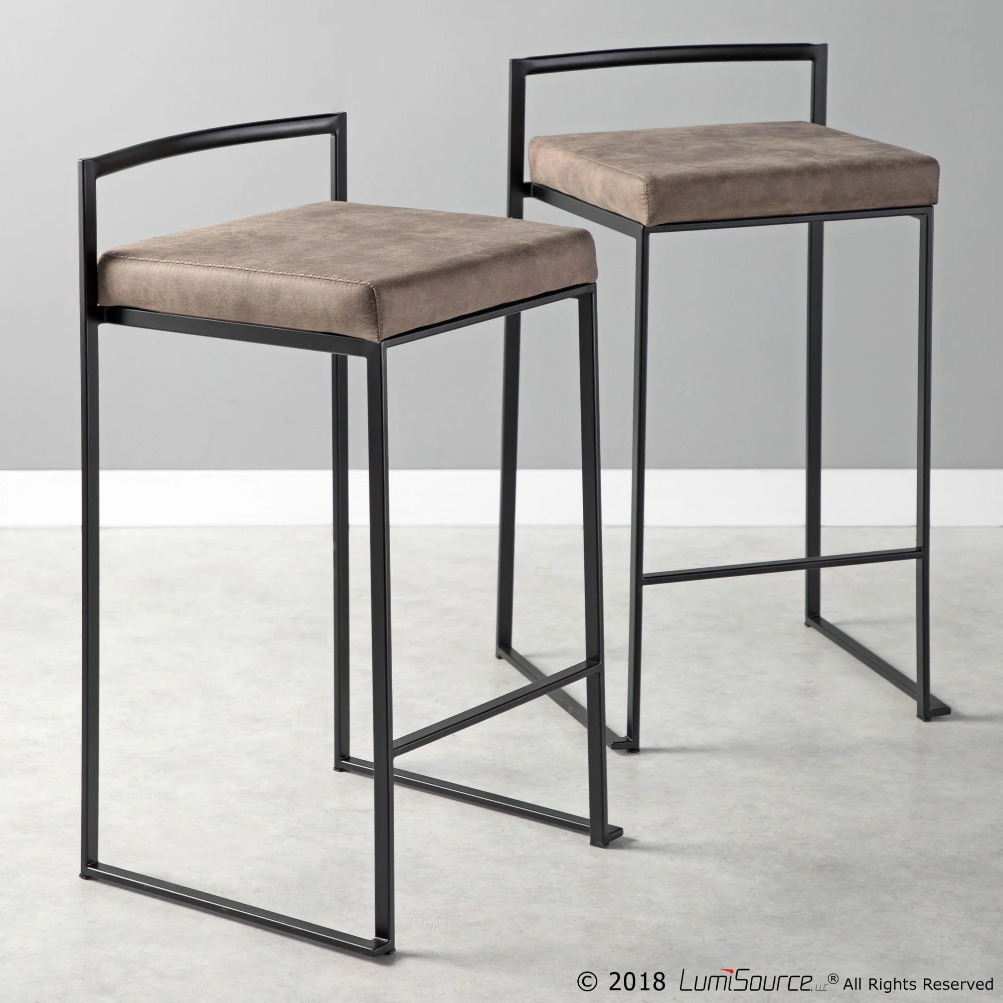 Fuji Stacker 26" Fixed-Height Counter Stool - Set of 3 By LumiSource - B26-FUJIFB BKBN3 - Image 23
