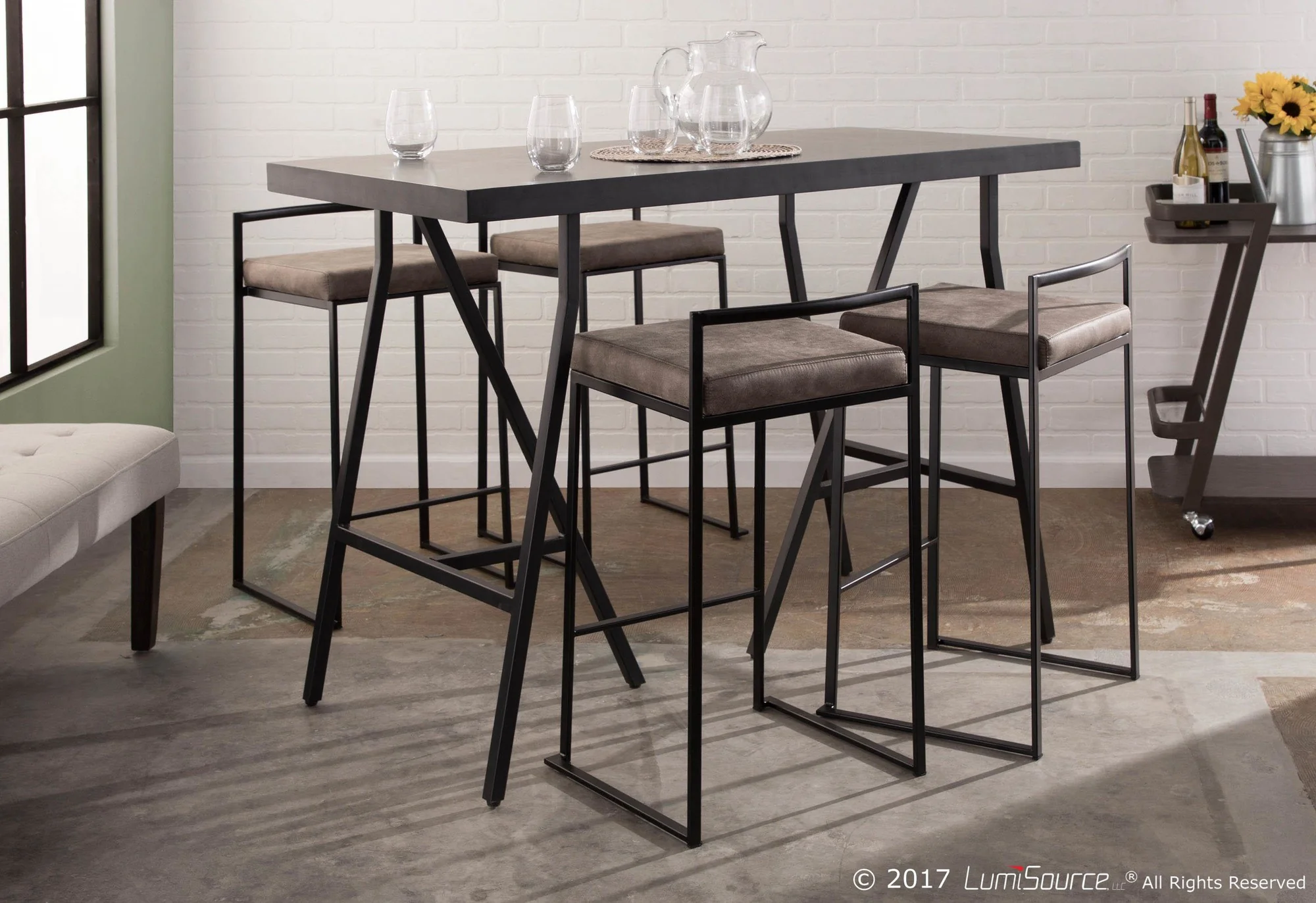 Fuji Stacker 26" Fixed-Height Counter Stool - Set of 3 By LumiSource - B26-FUJIFB BKBN3 - Image 24