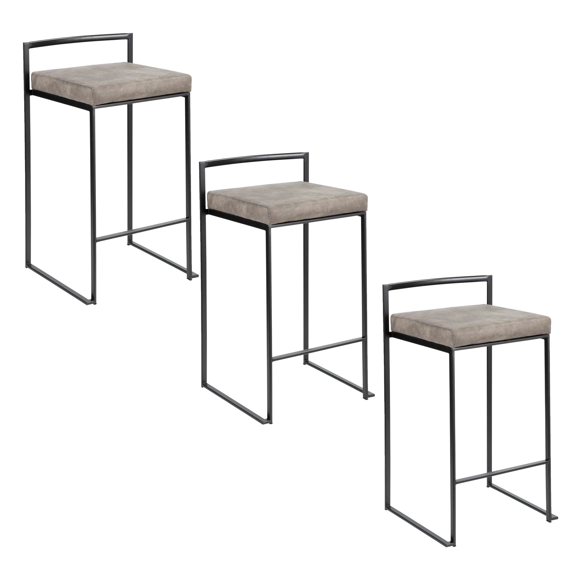 Fuji Stacker 26" Fixed-Height Counter Stool - Set of 3 By LumiSource - B26-FUJIFB BKBN3 - Image 25