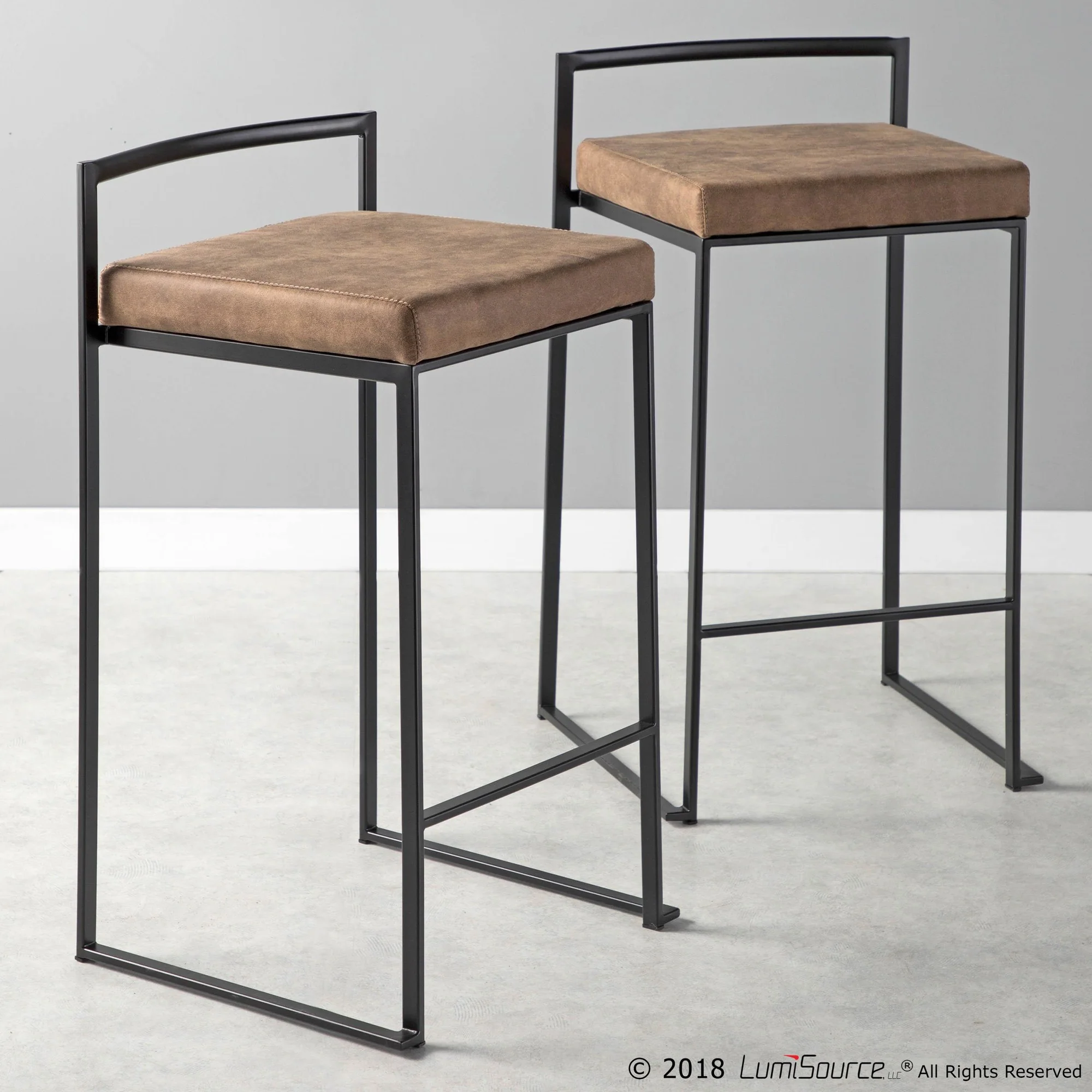 Fuji Stacker 26" Fixed-Height Counter Stool - Set of 3 By LumiSource - B26-FUJIFB BKBN3 - Image 4