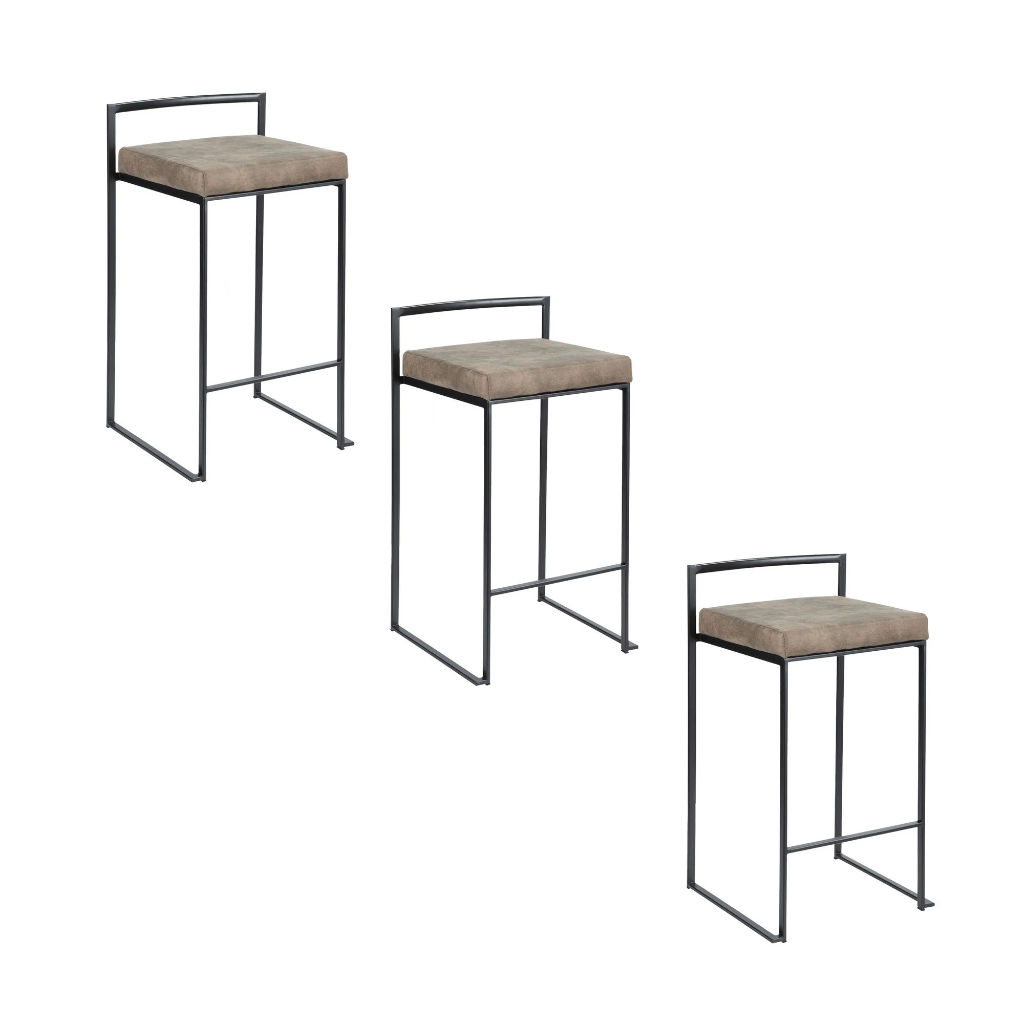 Fuji Stacker 26" Fixed-Height Counter Stool - Set of 3 By LumiSource - B26-FUJIFB BKBN3 - Image 5
