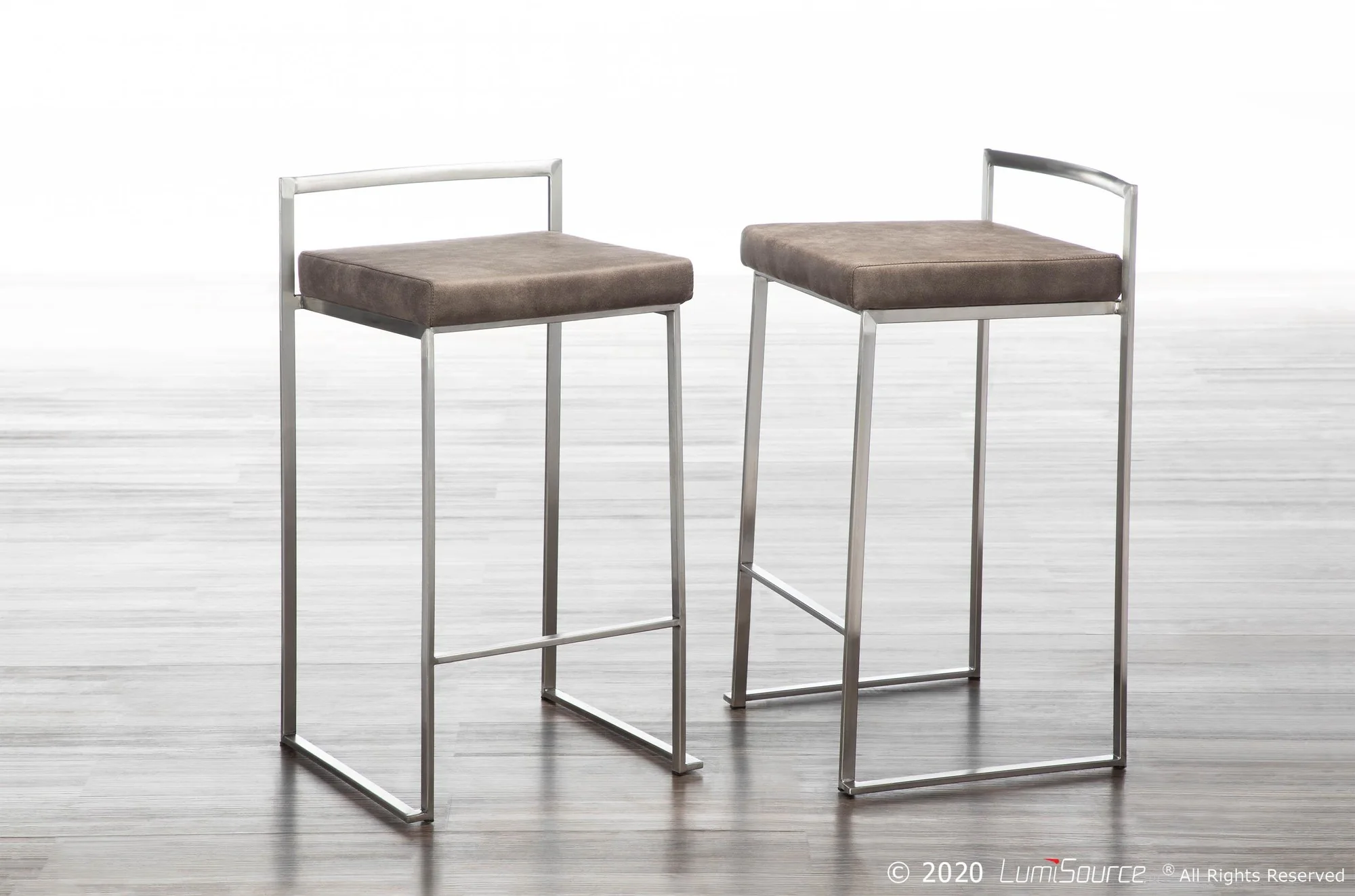 Fuji Stacker 26" Fixed-Height Counter Stool - Set of 3 By LumiSource - B26-FUJIFB SSLGY3 - Image 10
