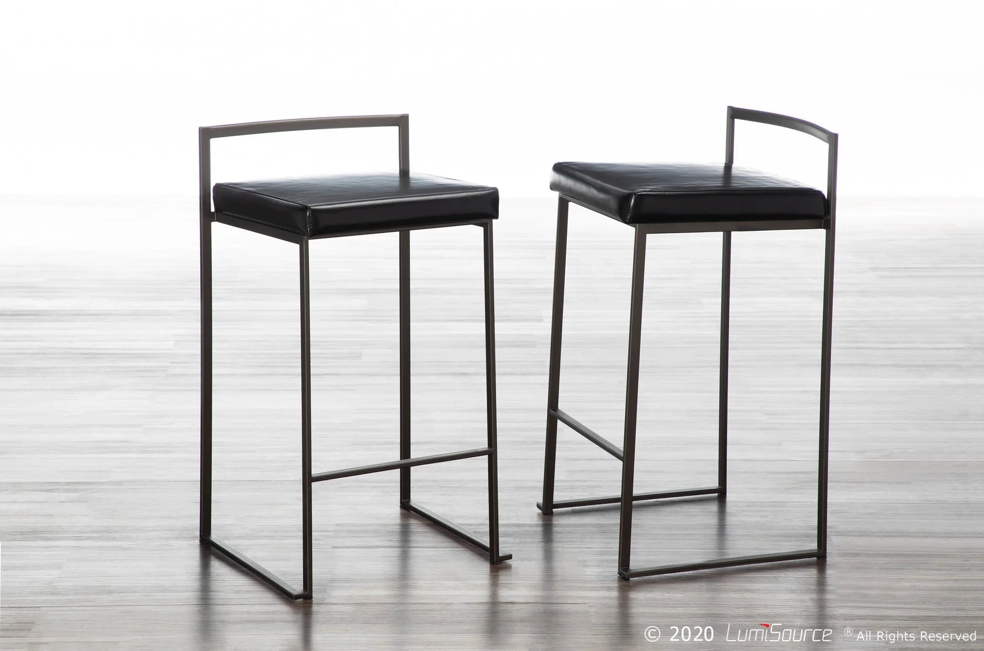 Fuji Stacker 26" Fixed-Height Counter Stool - Set of 3 By LumiSource - B26-FUJIPU ANBK3 - Image 2
