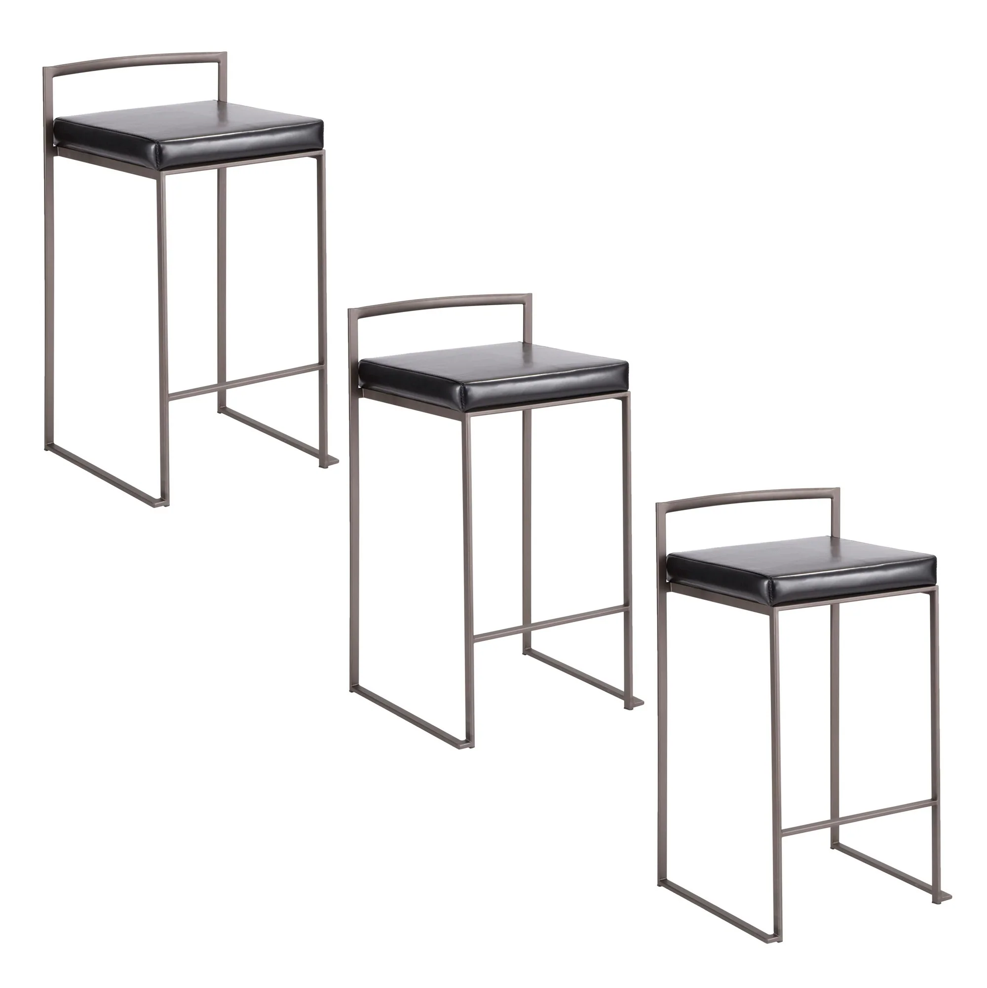 Fuji Stacker 26" Fixed-Height Counter Stool - Set of 3 By LumiSource - B26-FUJIPU ANBK3 - Image 3