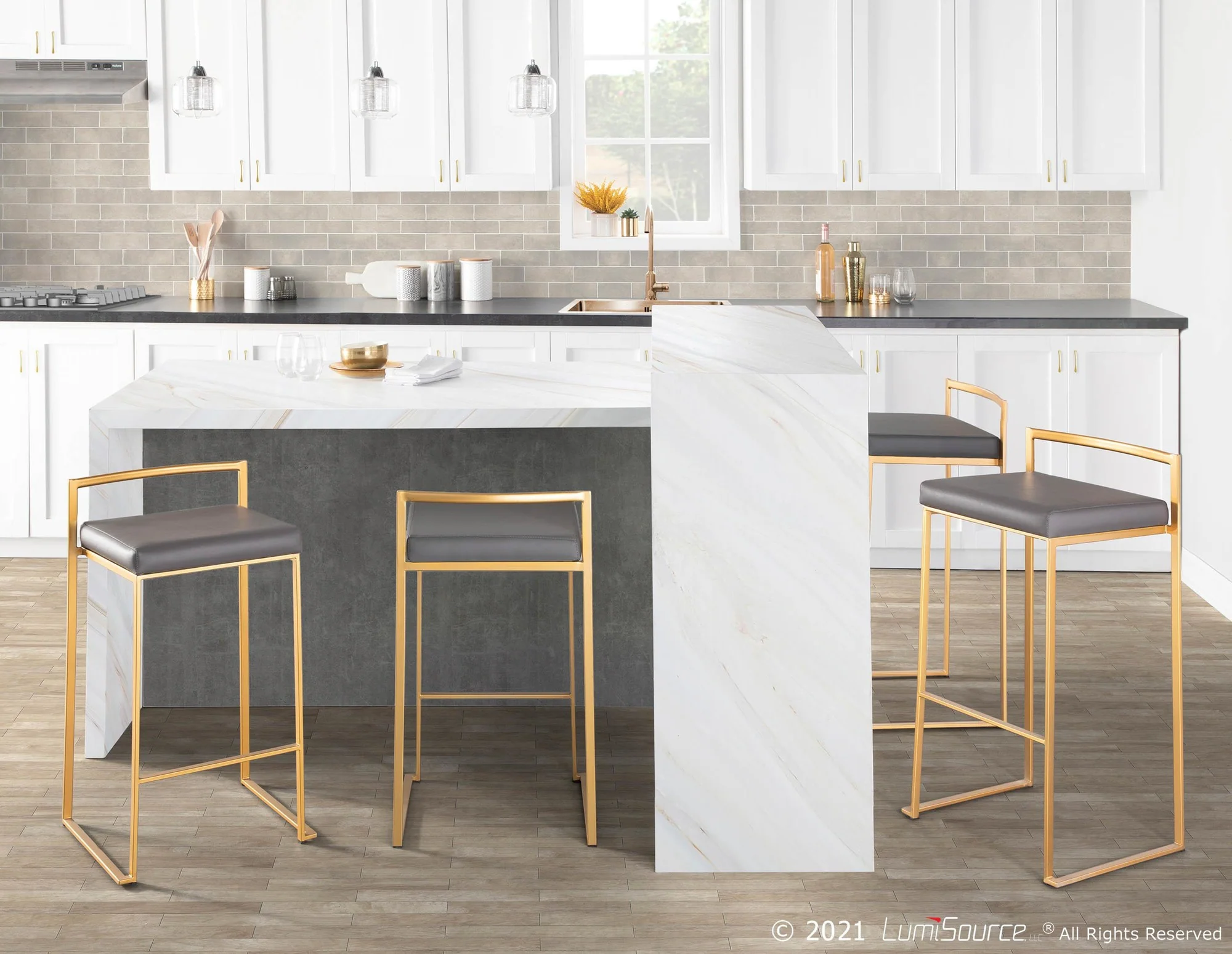 Fuji Stacker 26" Fixed-Height Counter Stool - Set of 3 By LumiSource - B26-FUJIPU AUBK3 - Image 19