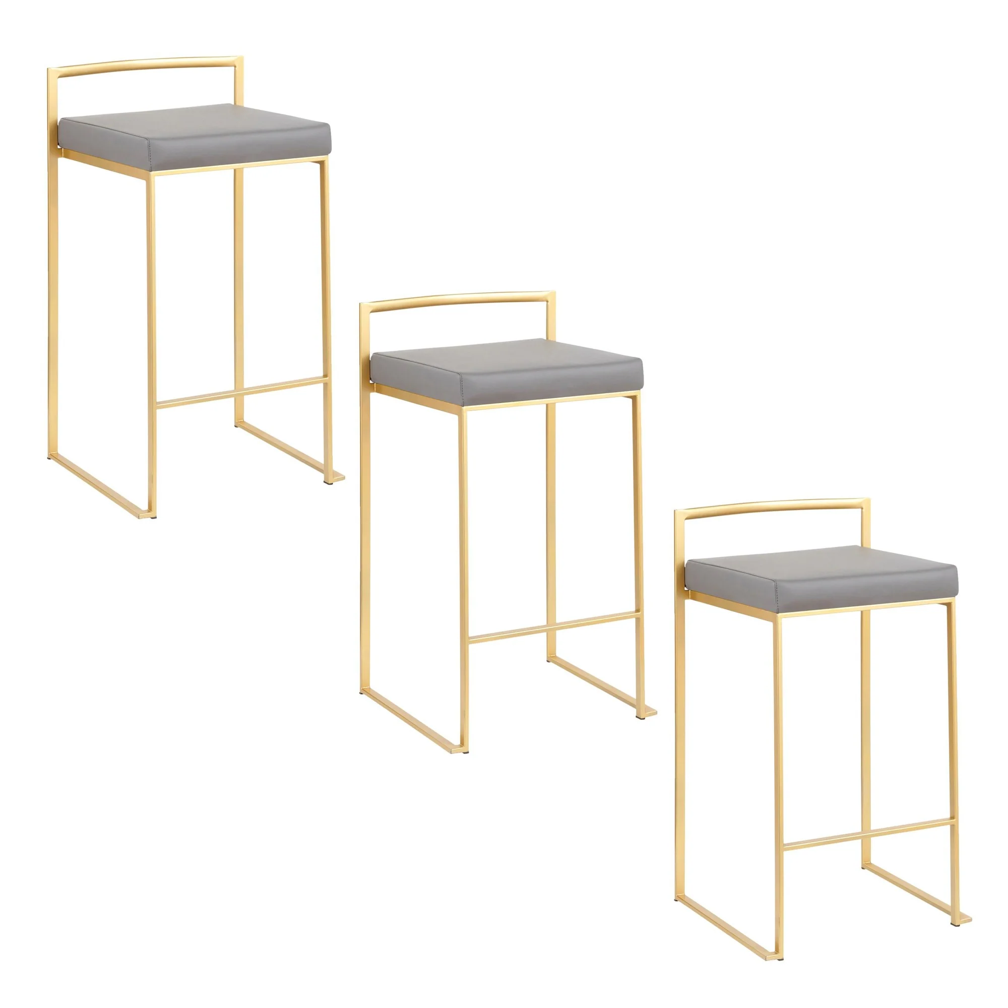 Fuji Stacker 26" Fixed-Height Counter Stool - Set of 3 By LumiSource - B26-FUJIPU AUBK3 - Image 21