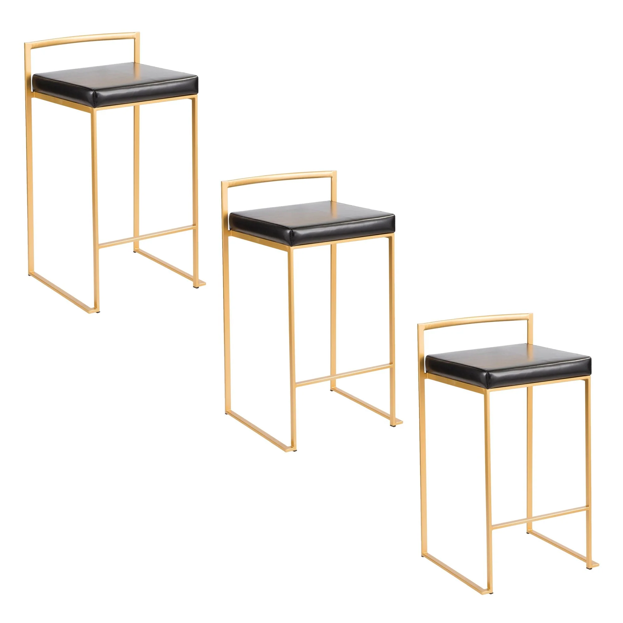 Fuji Stacker 26" Fixed-Height Counter Stool - Set of 3 By LumiSource - B26-FUJIPU AUBK3 - Image 4