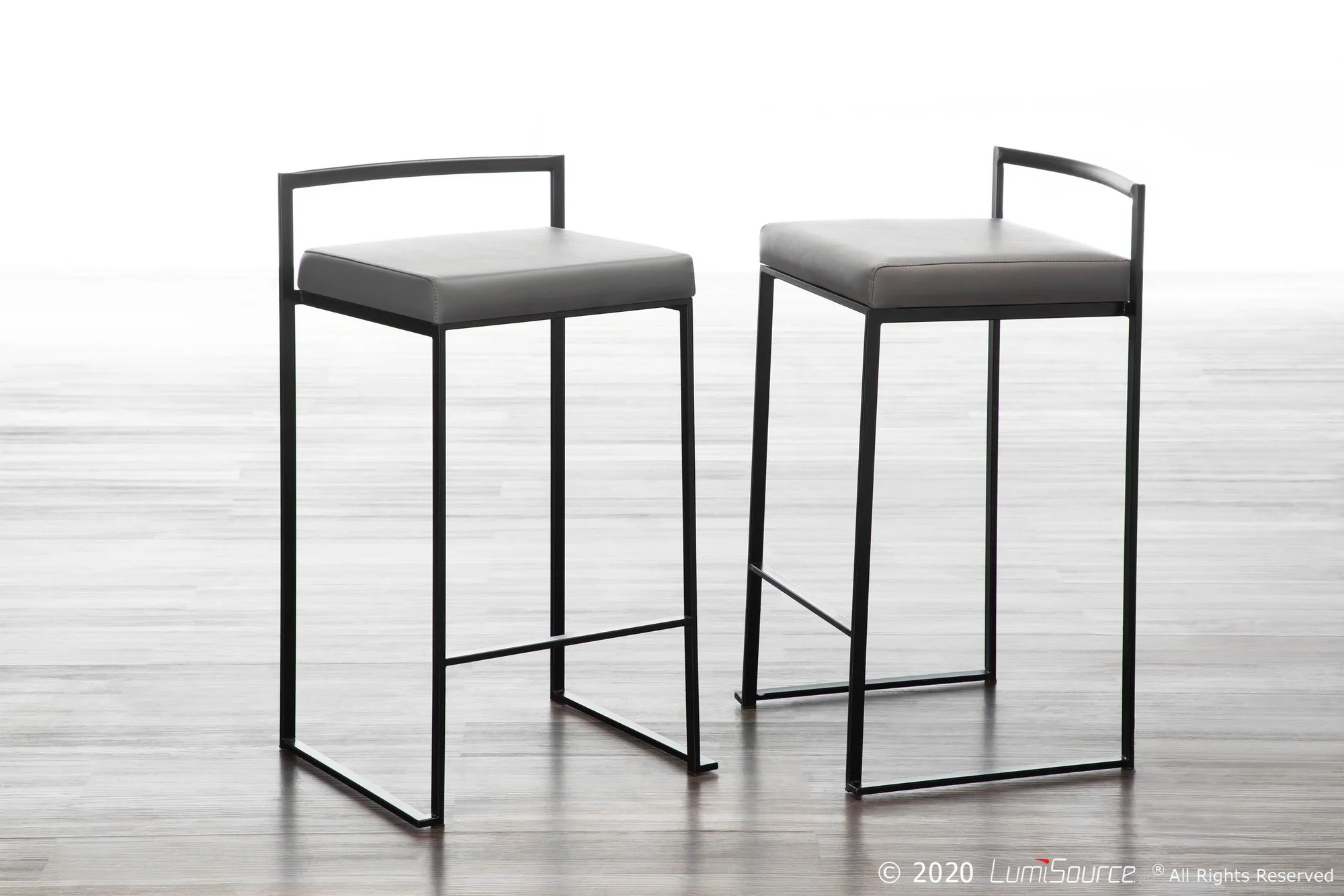 Fuji Stacker 26" Fixed-Height Counter Stool - Set of 3 By LumiSource - B26-FUJIPU BKBK3 - Image 13