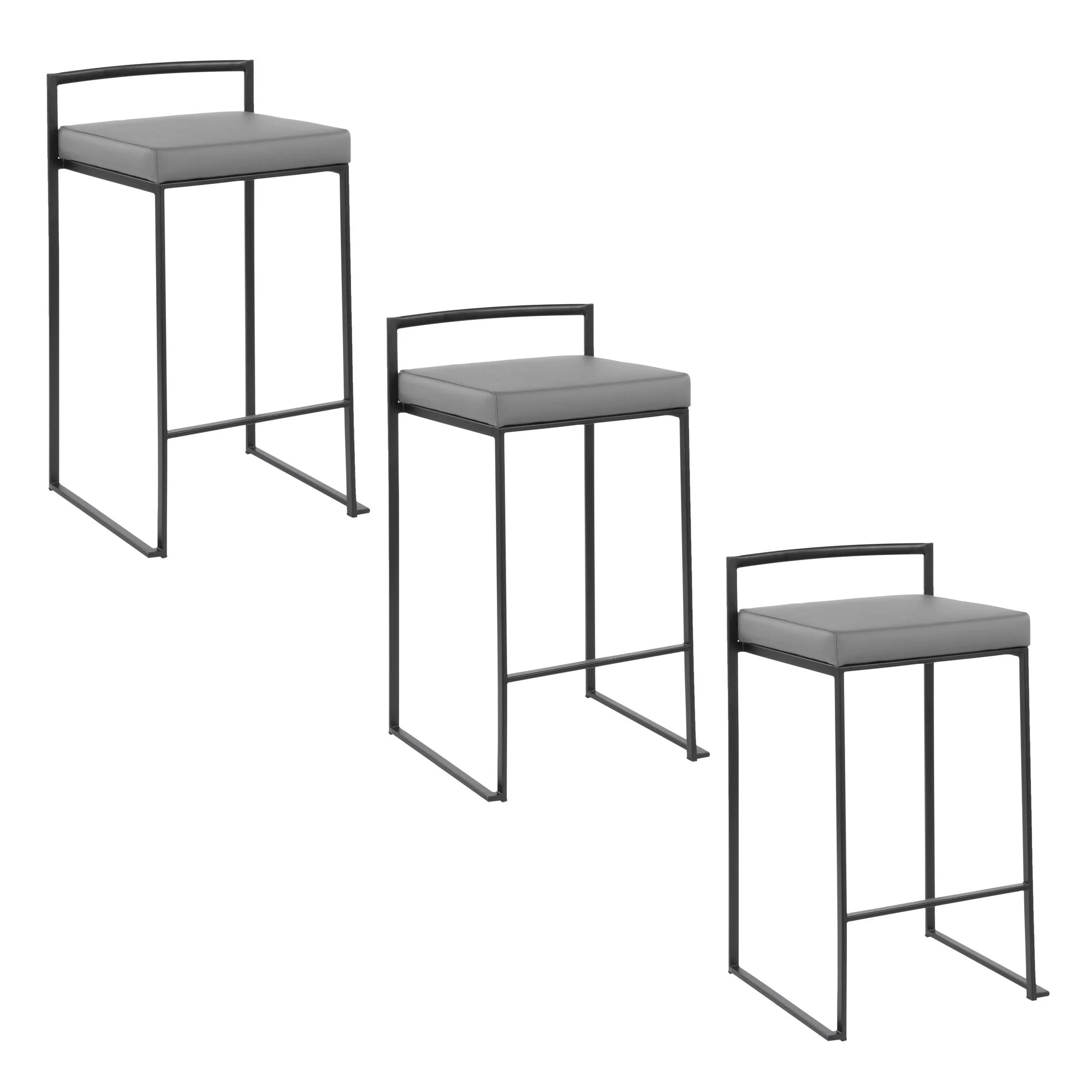 Fuji Stacker 26" Fixed-Height Counter Stool - Set of 3 By LumiSource - B26-FUJIPU BKBK3 - Image 15