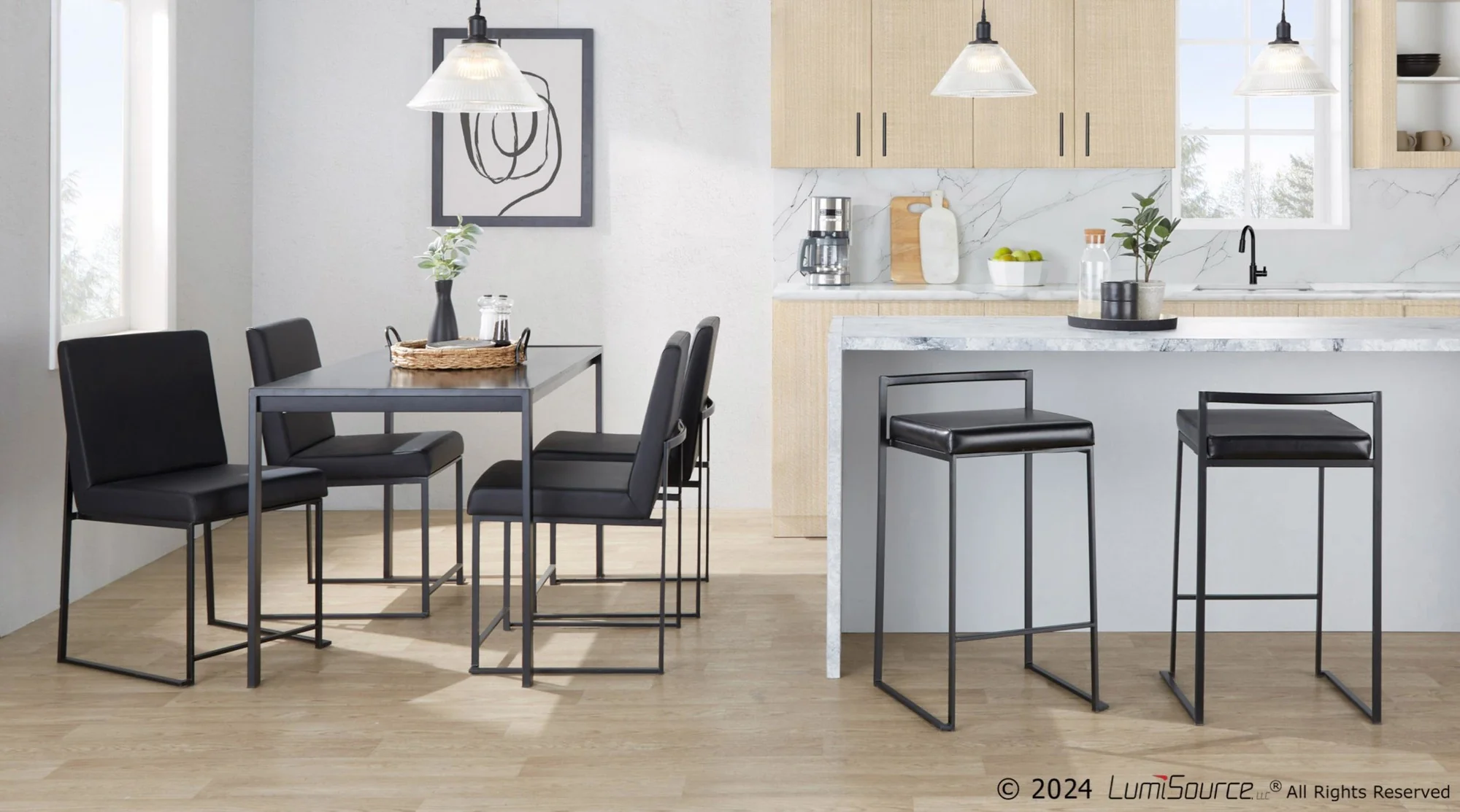 Fuji Stacker 26" Fixed-Height Counter Stool - Set of 3 By LumiSource - B26-FUJIPU BKBK3 - Image 4