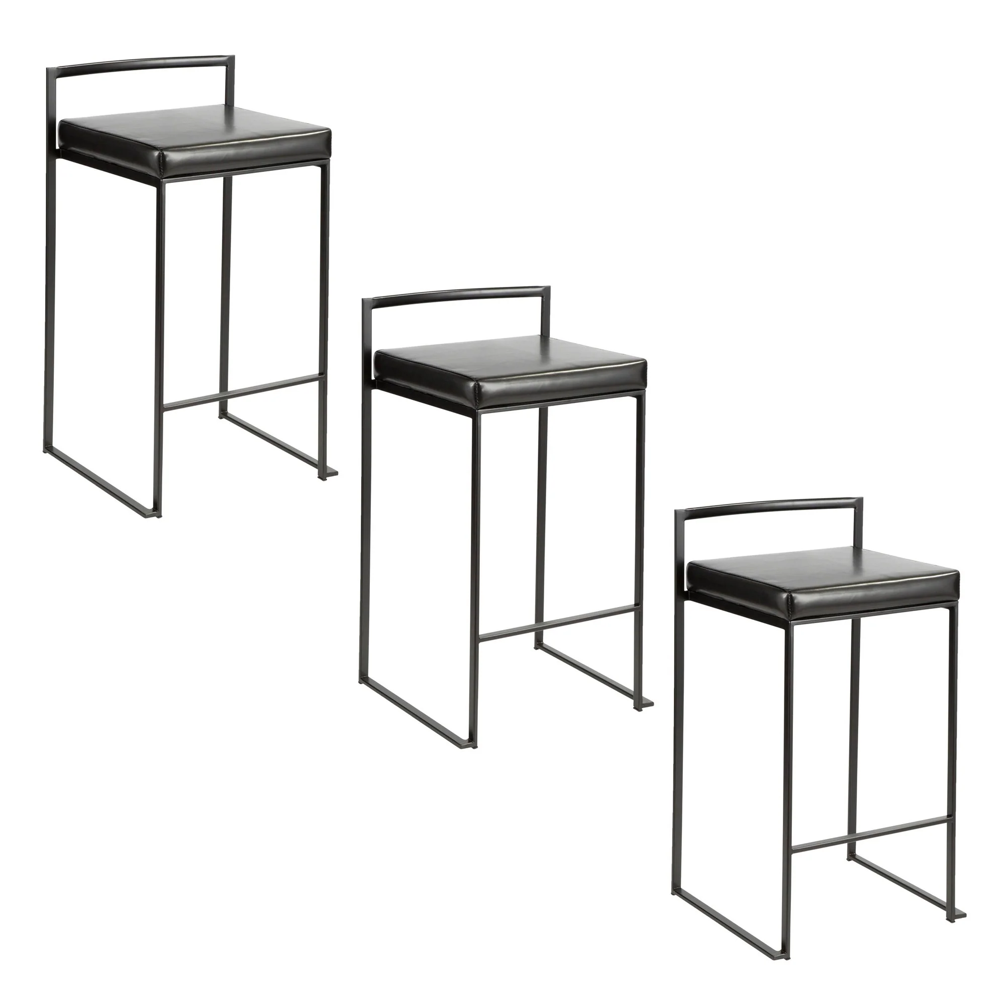 Fuji Stacker 26" Fixed-Height Counter Stool - Set of 3 By LumiSource - B26-FUJIPU BKBK3 - Image 5