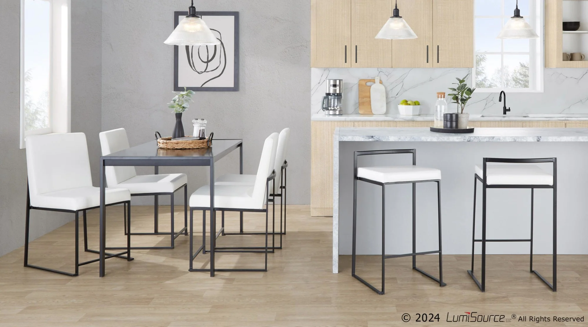 Fuji Stacker 26" Fixed-Height Counter Stool - Set of 3 By LumiSource - B26-FUJIPU BKW3 - Image 3
