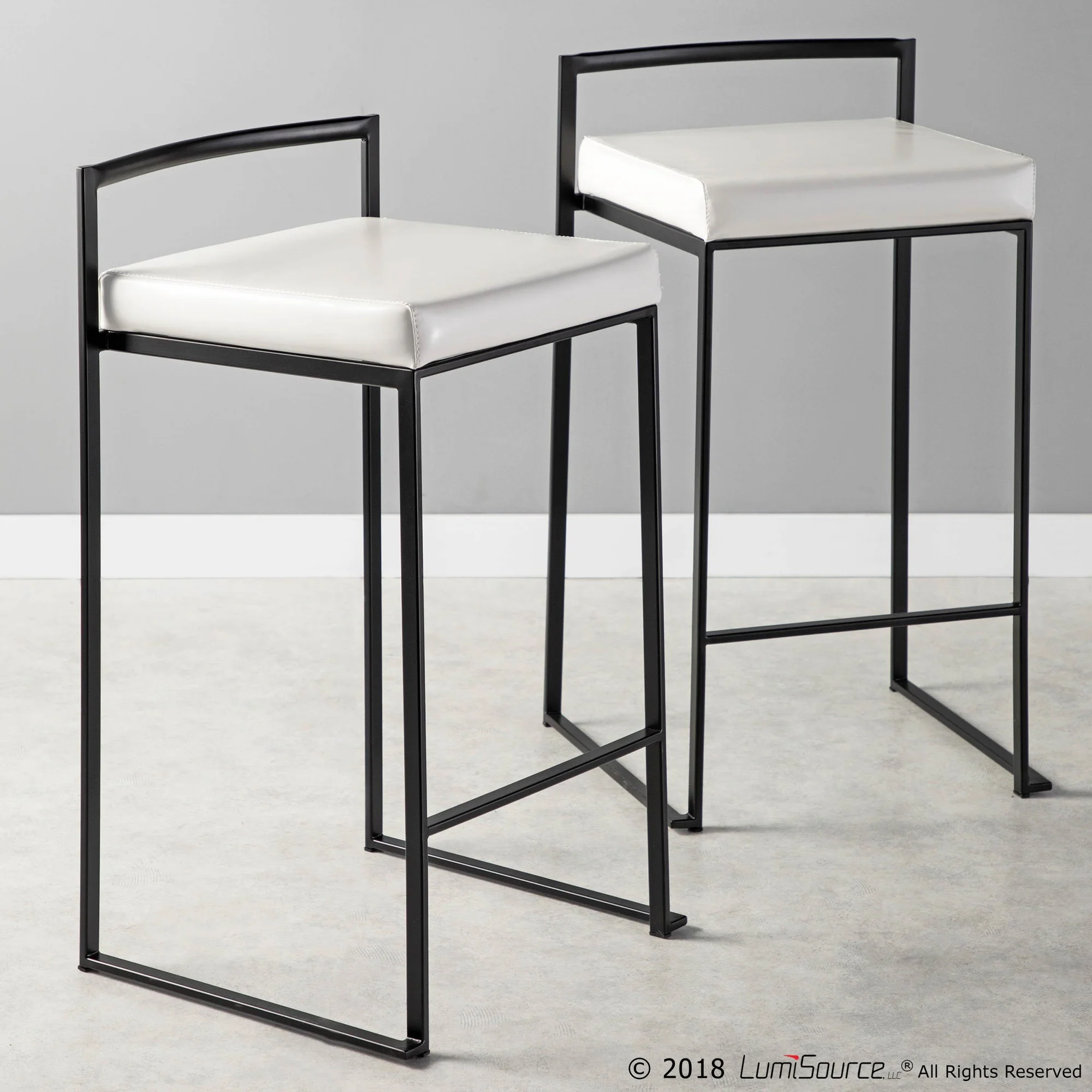 Fuji Stacker 26" Fixed-Height Counter Stool - Set of 3 By LumiSource - B26-FUJIPU BKW3 - Image 4