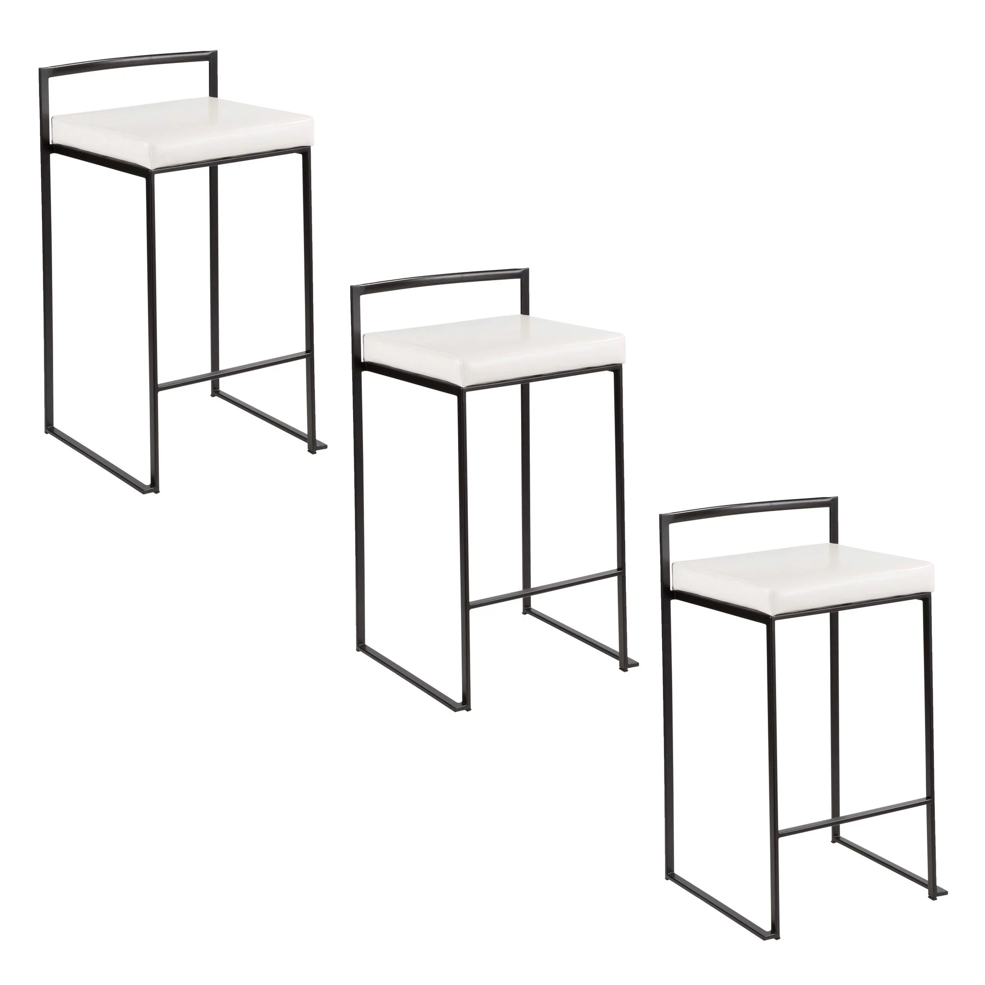 Fuji Stacker 26" Fixed-Height Counter Stool - Set of 3 By LumiSource - B26-FUJIPU BKW3 - Image 5