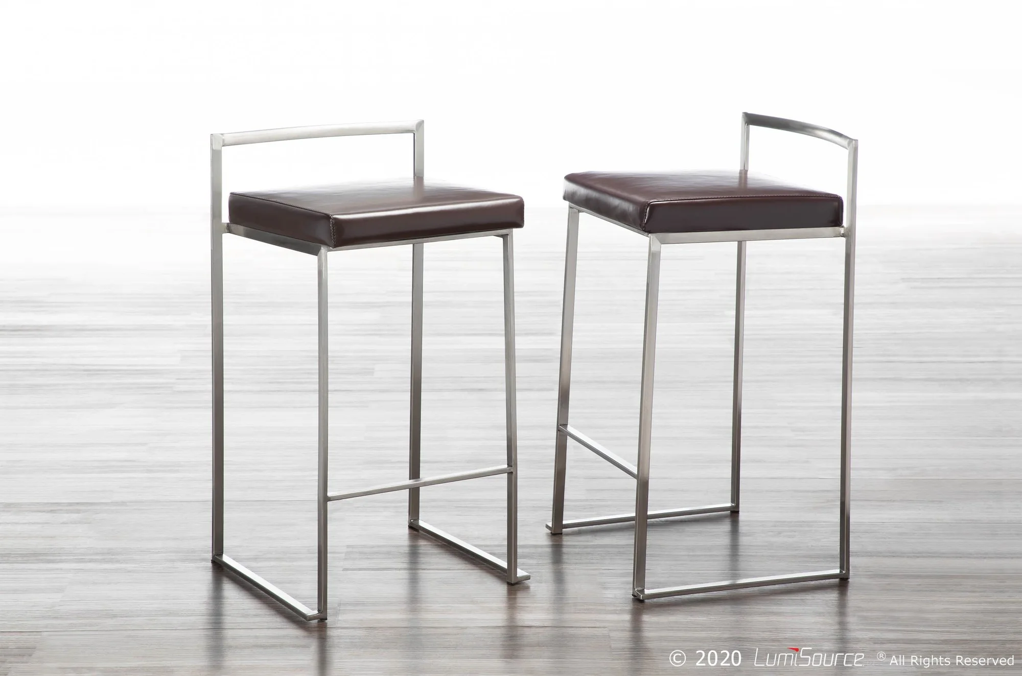 Fuji Stacker 26" Fixed-Height Counter Stool - Set of 3 By LumiSource - B26-FUJIPU SSBK3 - Image 10