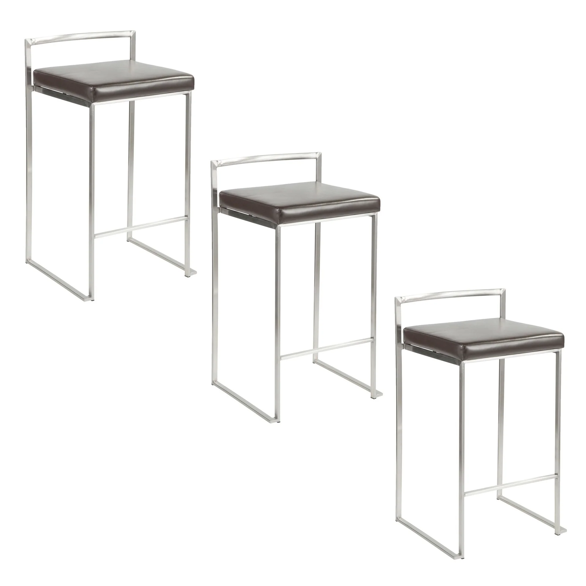 Fuji Stacker 26" Fixed-Height Counter Stool - Set of 3 By LumiSource - B26-FUJIPU SSBK3 - Image 12