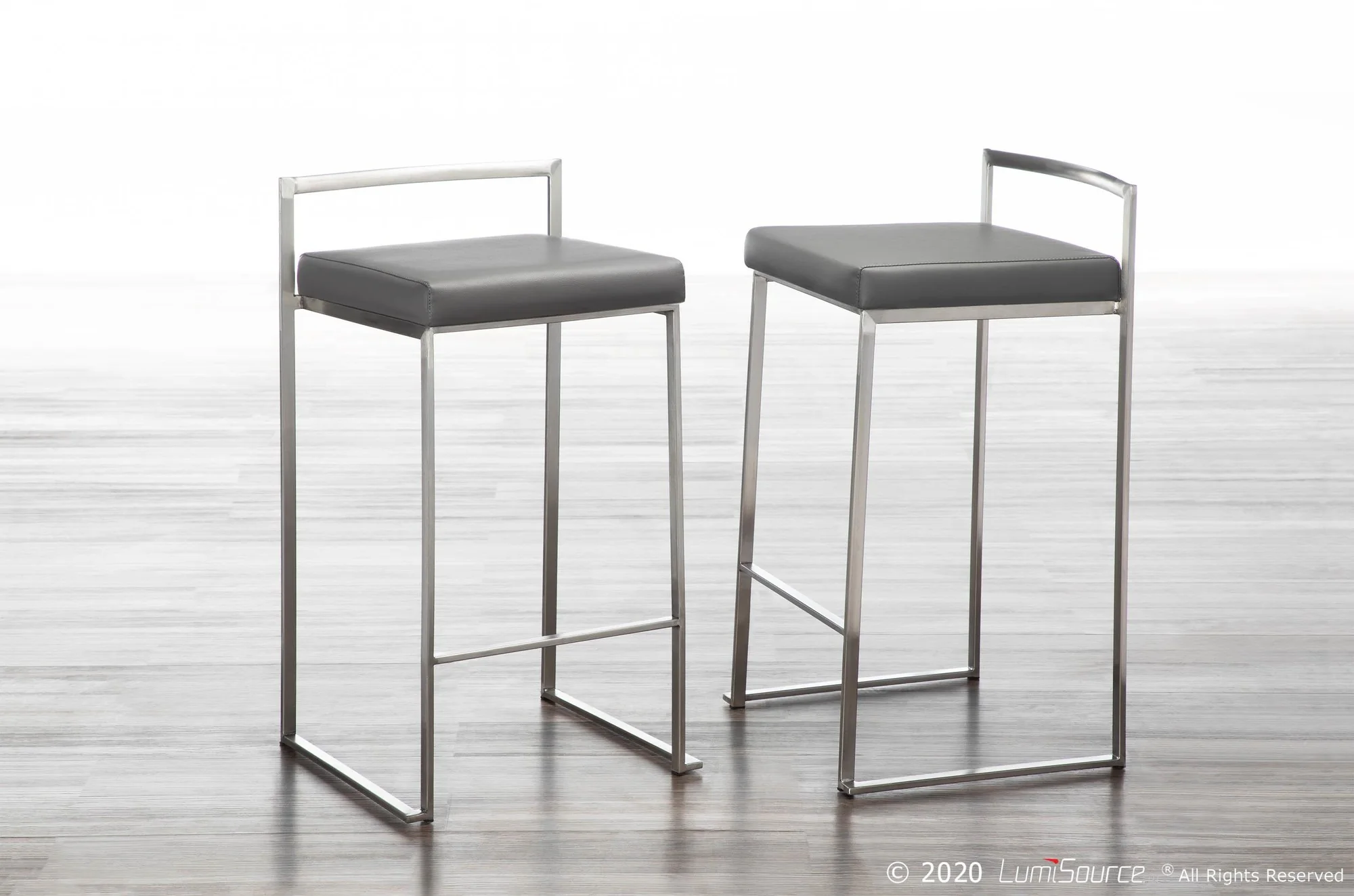 Fuji Stacker 26" Fixed-Height Counter Stool - Set of 3 By LumiSource - B26-FUJIPU SSBK3 - Image 18