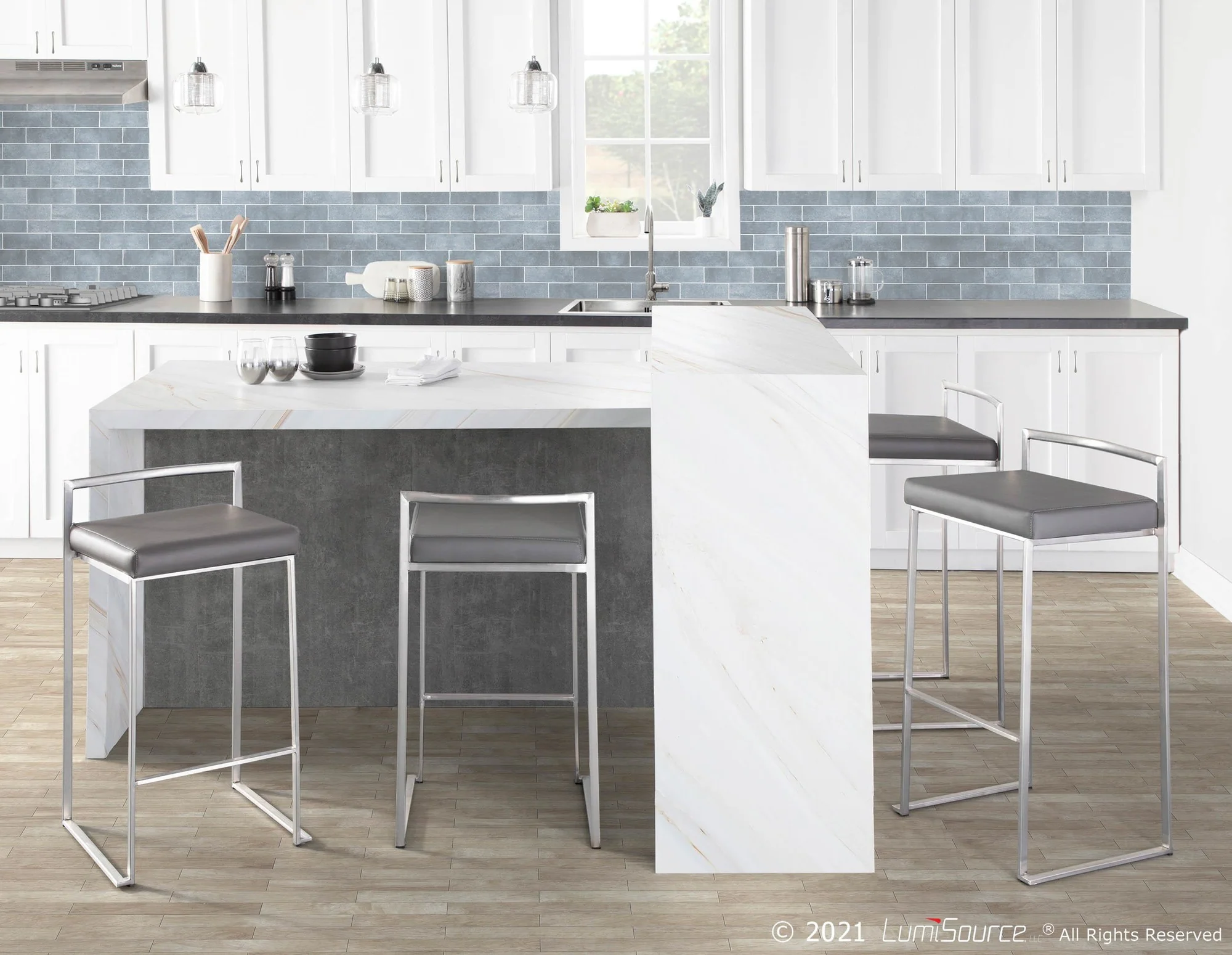 Fuji Stacker 26" Fixed-Height Counter Stool - Set of 3 By LumiSource - B26-FUJIPU SSBK3 - Image 19