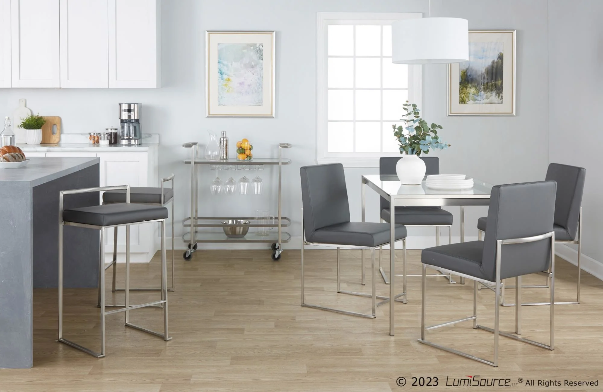 Fuji Stacker 26" Fixed-Height Counter Stool - Set of 3 By LumiSource - B26-FUJIPU SSBK3 - Image 20