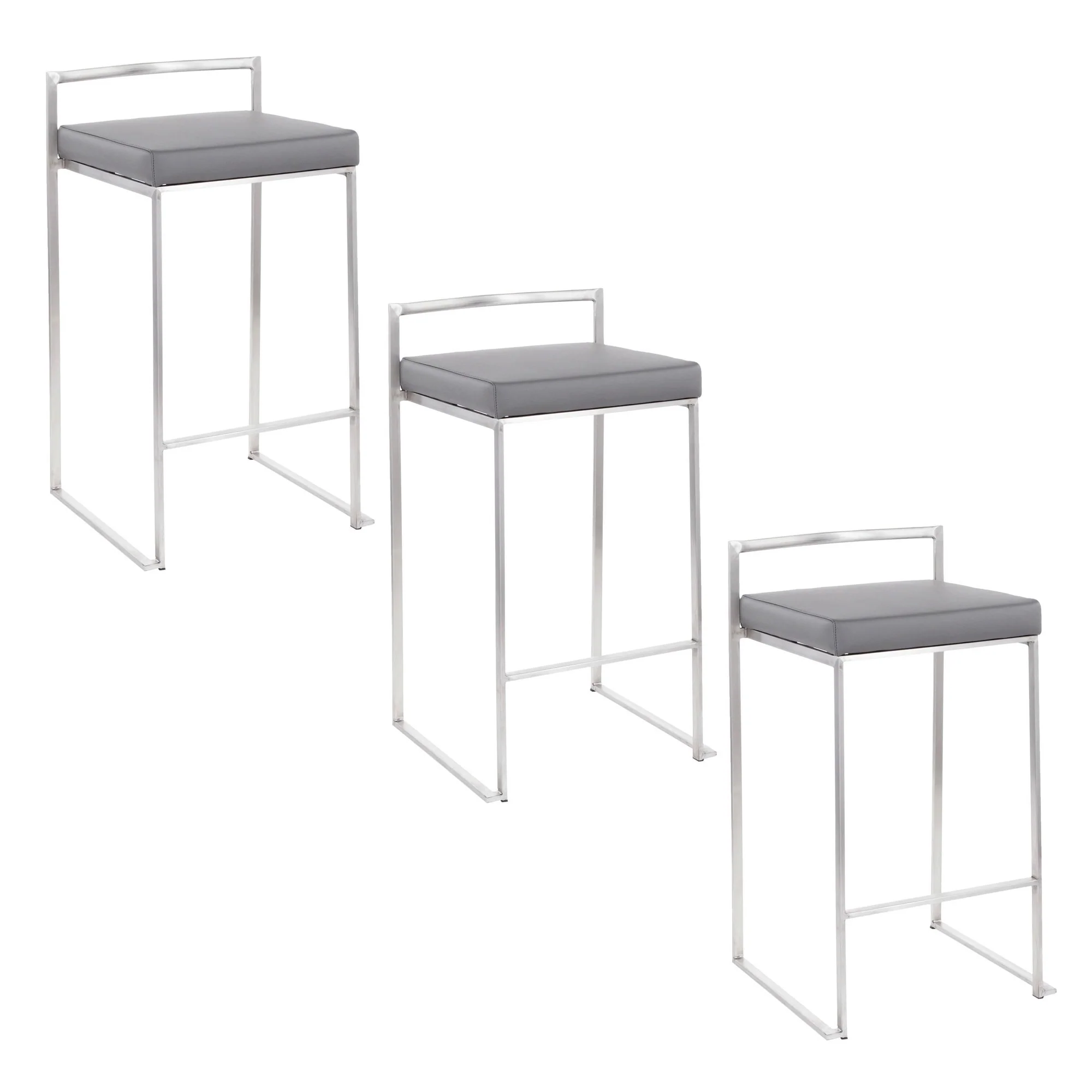Fuji Stacker 26" Fixed-Height Counter Stool - Set of 3 By LumiSource - B26-FUJIPU SSBK3 - Image 21